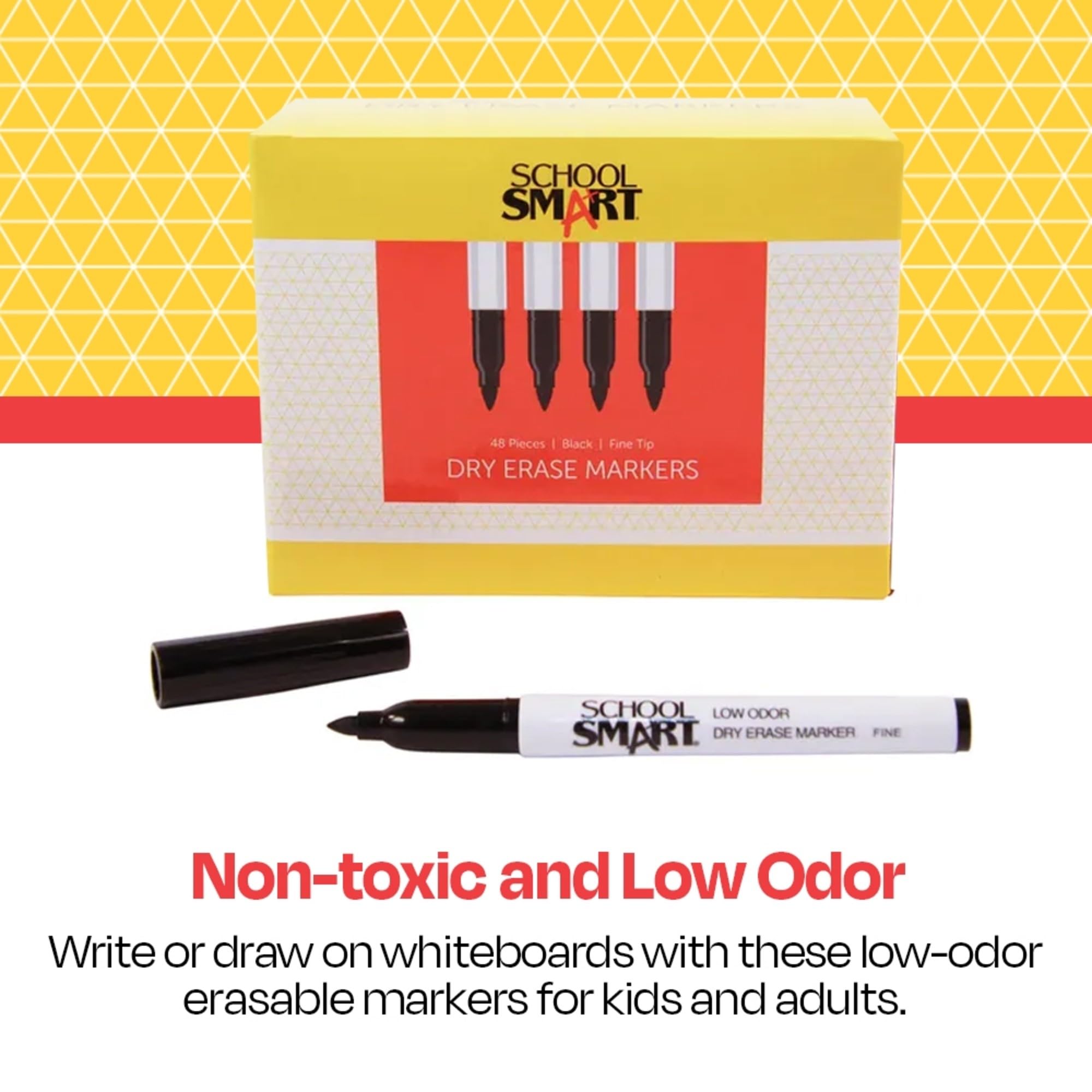 School Smart Dry Erase Pen Style Marker Fine Tip Black Pack of 12 - BY1076-12BLACK — view 6