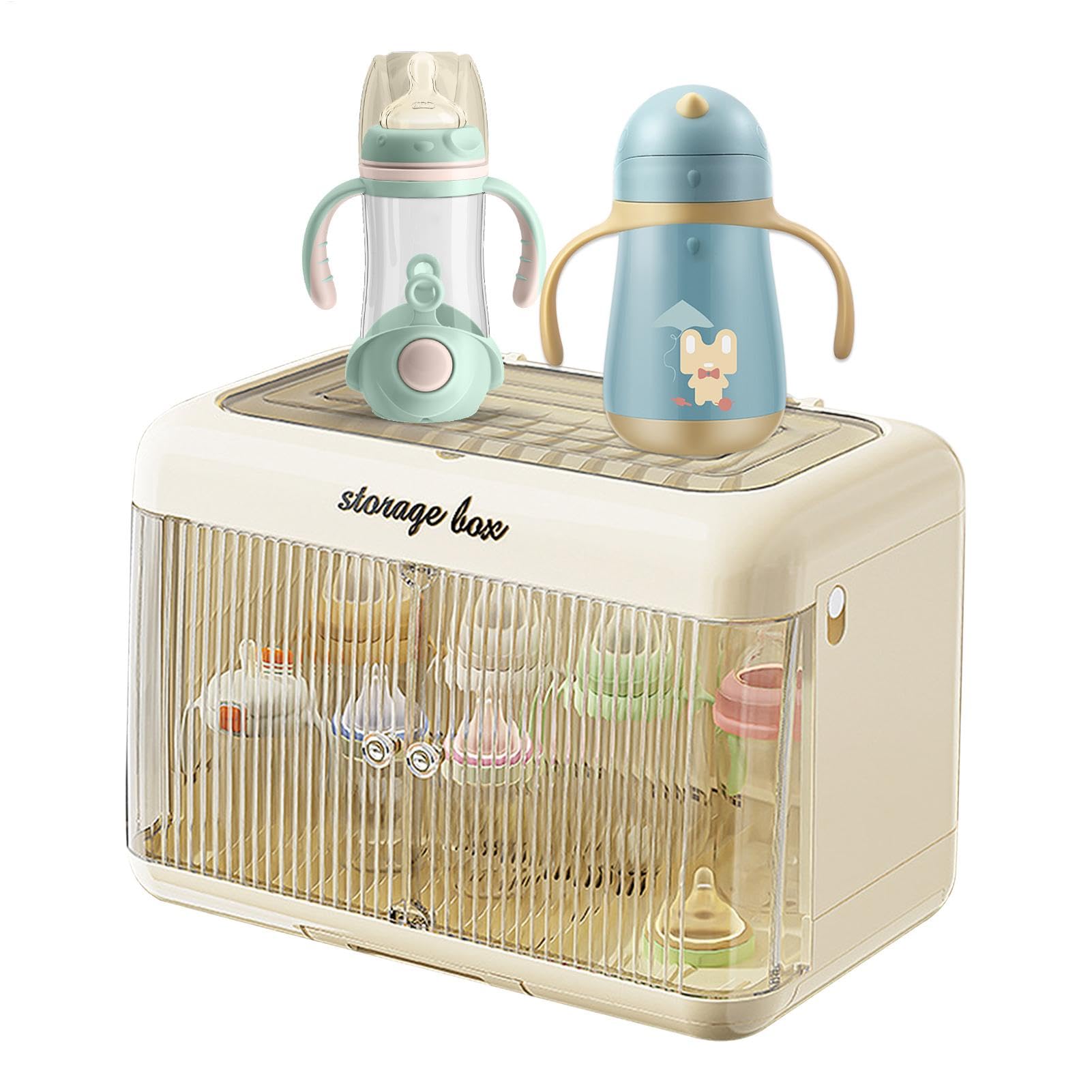 Organisateur de biberons, boîte de rangement pour bouteilles de lait Grand | Support de sèche-bouteille Transparent anti-poussière,