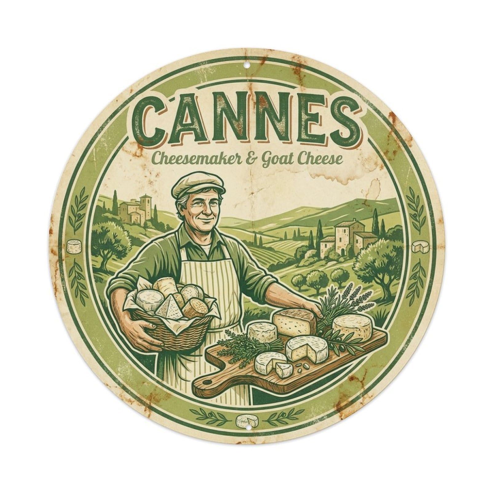 Cheesemaker Goat Cheese Riviera Travel France Cannes Metal Tin Sign