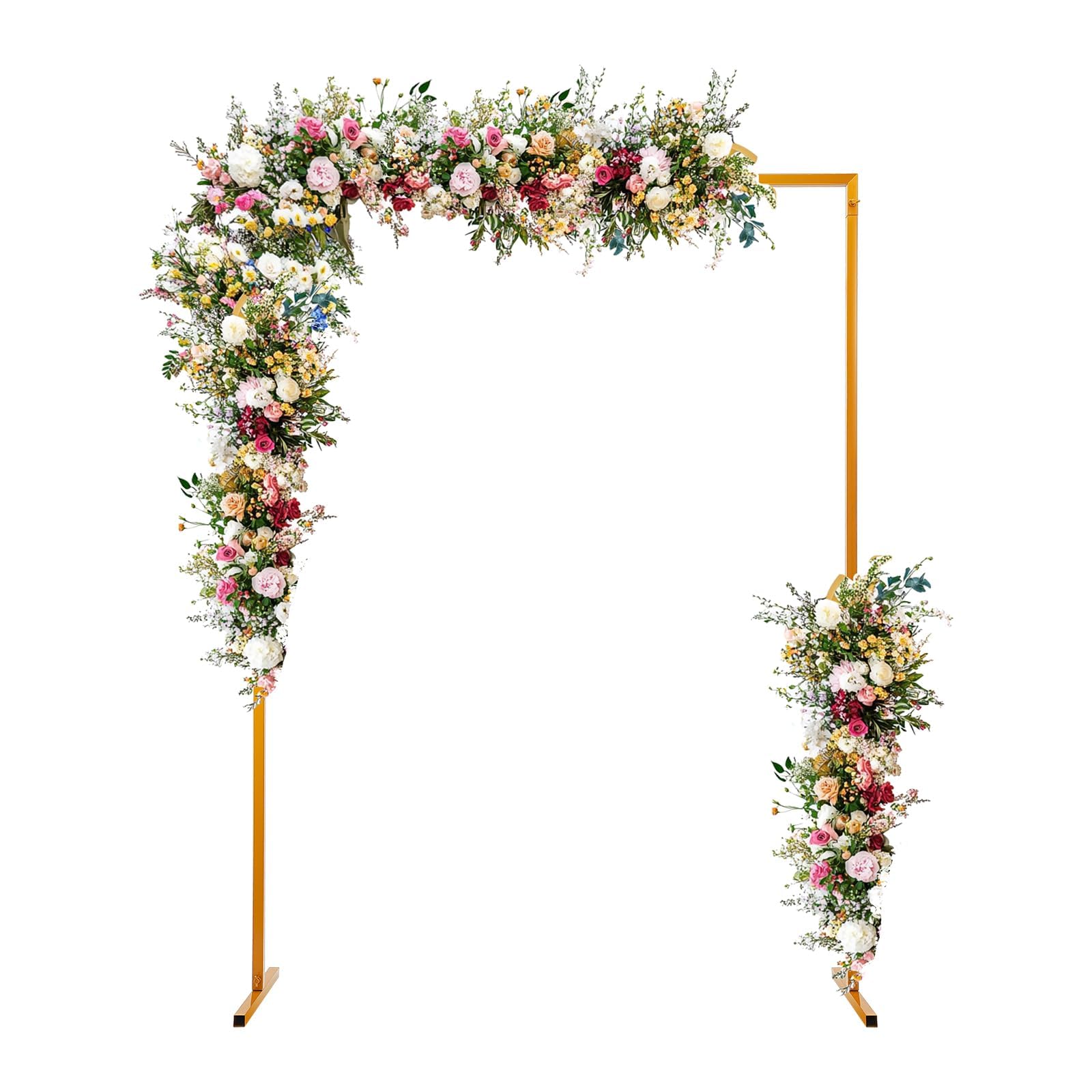 2 x 1,5 m Arco di nozze rettangolare, cornice in metallo dorato per festa | Tubo in acciaio zincato, 5 kg, struttura T stabile, anti-corrosione, smontabile, per matrimonio e compleanno