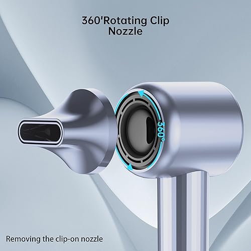 Miniatura 7 de Secador de pelo, secador de pelo profesional de alta velocidad para secado rápido, potente secador de pelo de 1400 W, 3 temperaturas2 velocidades,