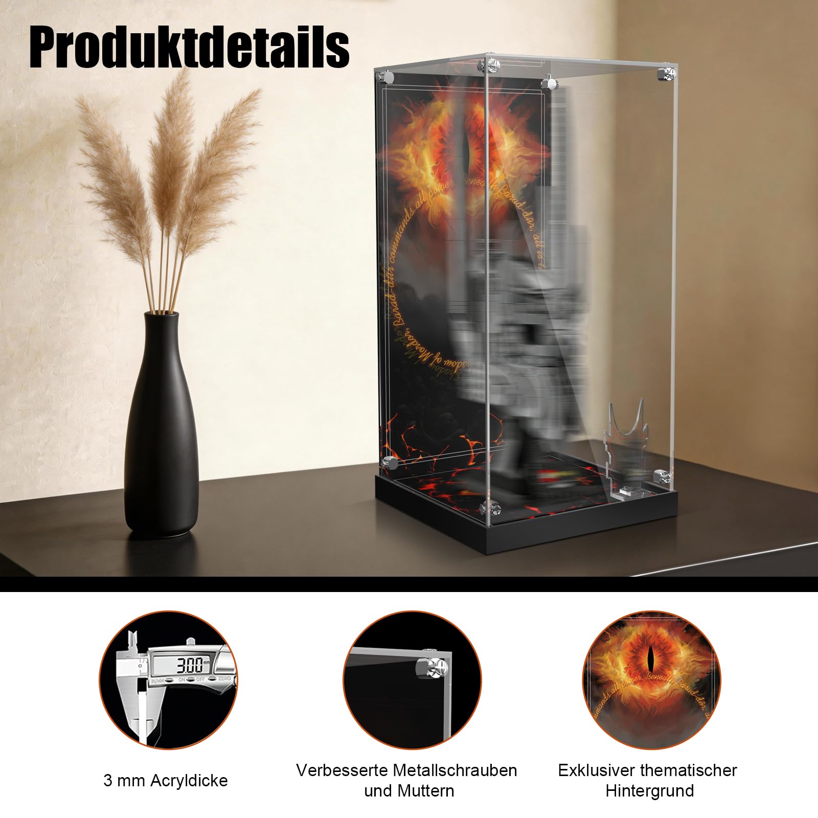 Coque d'écran en acrylique Lego Sauron 11373, transparente anti-poussière, LED, fond HD