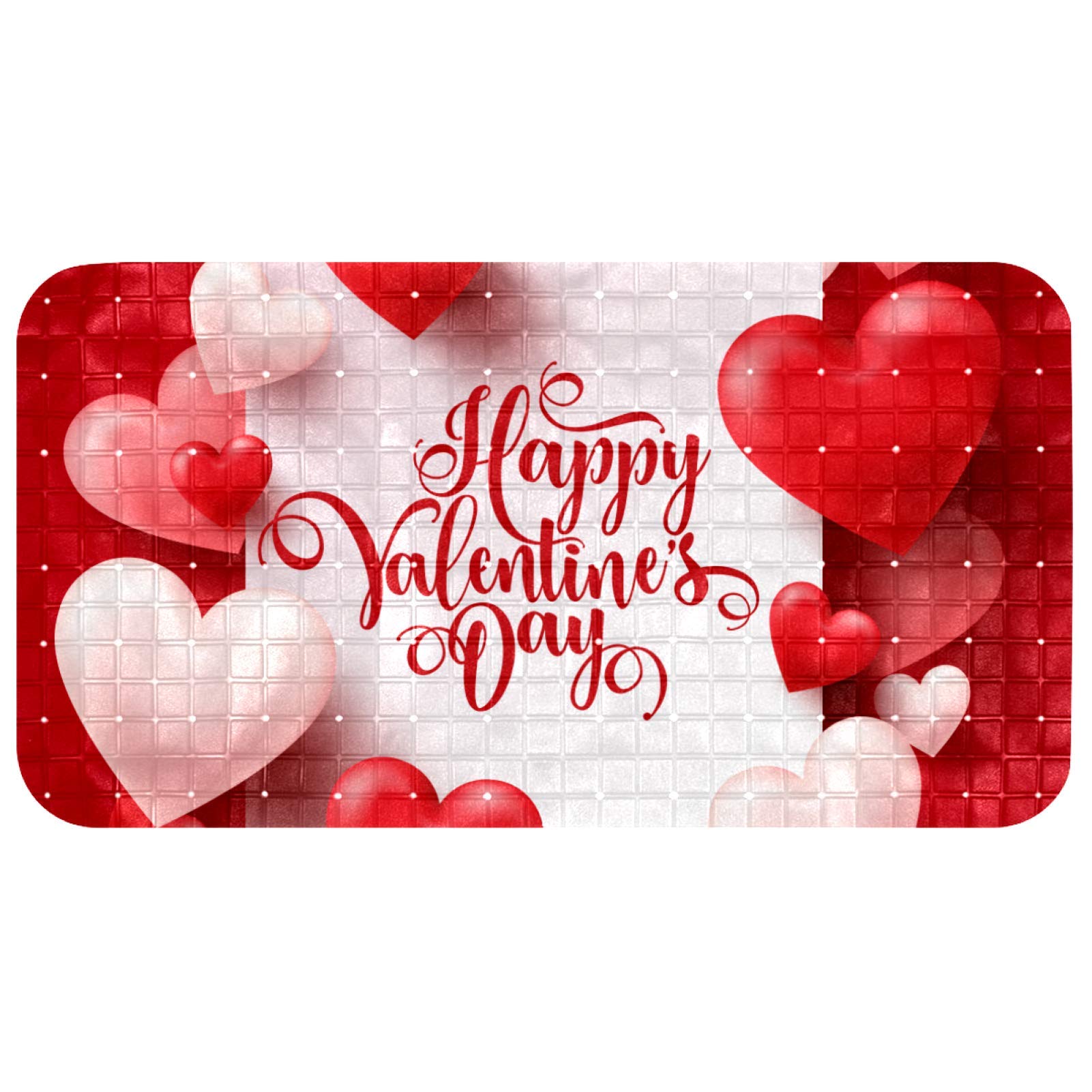 Alfombrilla para baño Bennigiry 37x68 cm con ventosas, drenaje y diseño Happy Valentine's Day