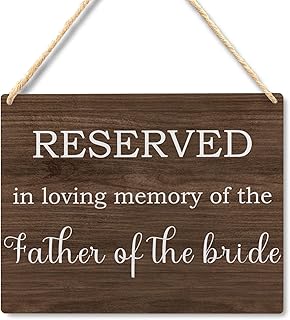 Ryeolo Wedding Memorial Sign for the Father of Bride, in Loving Memory of the Father of Bride Wood Signs Wall Hanging, Memory Memorial Table Sign for Wedding, 10.2x7.8 Inches Wall Pediments