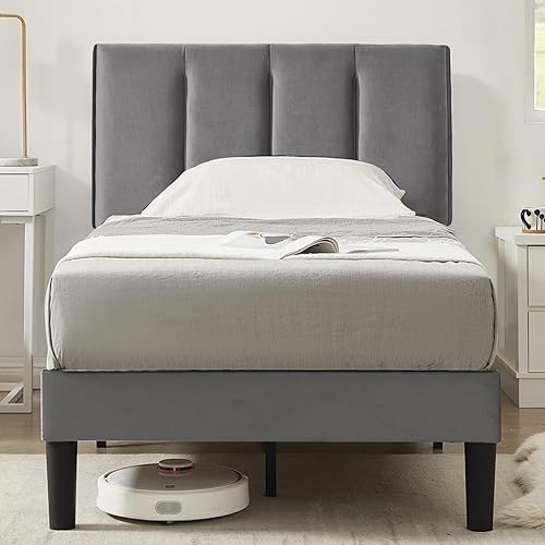 Vista 25 de VECELO Base de cama de tamaño individual con cajón de almacenamiento, base de cama de plataforma resistente con cabecera y fuerte soporte de Negro