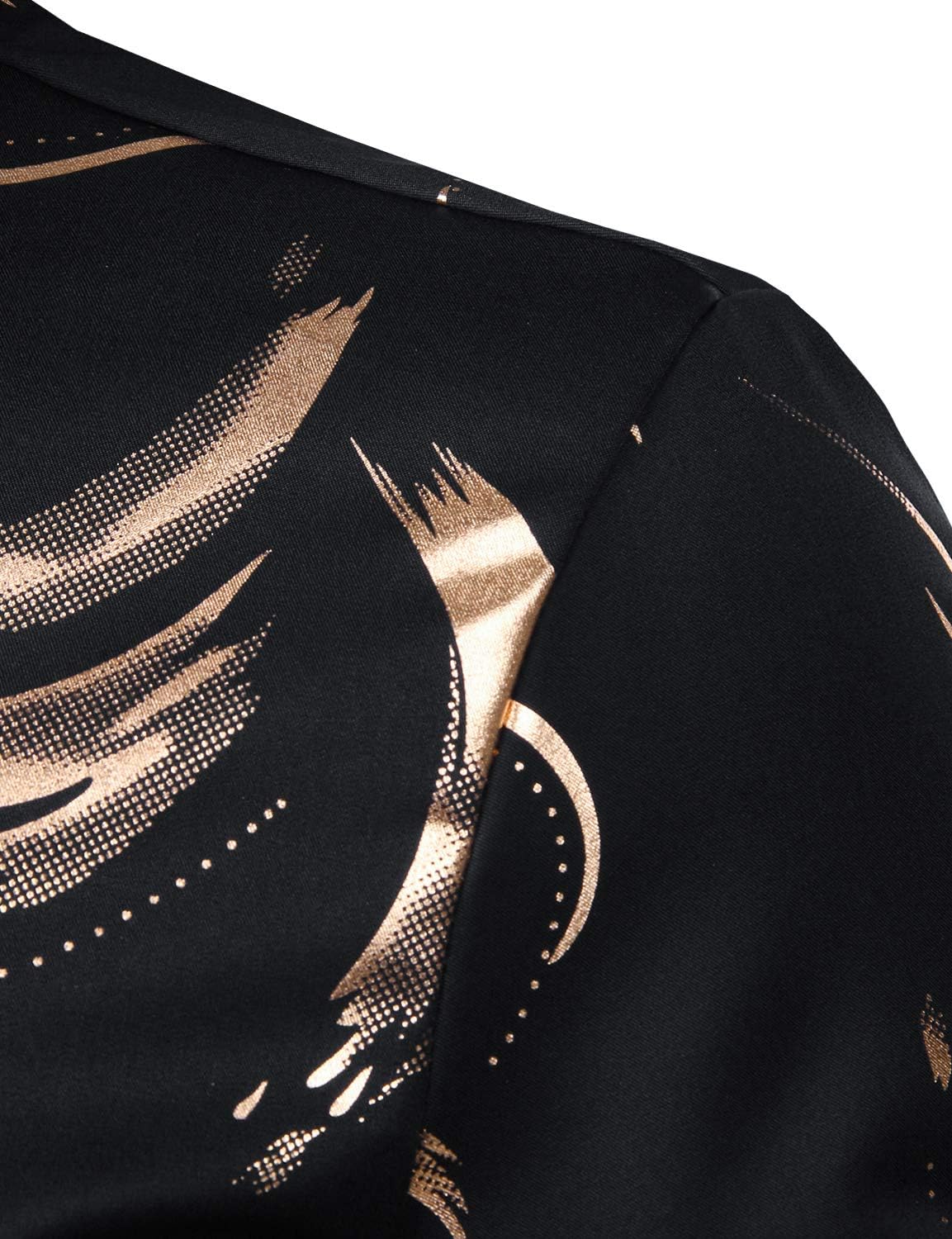 ZEROYAA Men's Hipster Shiny Design Slim Fit Long Sleeve Button Up Party Dress Shirts - Image 5