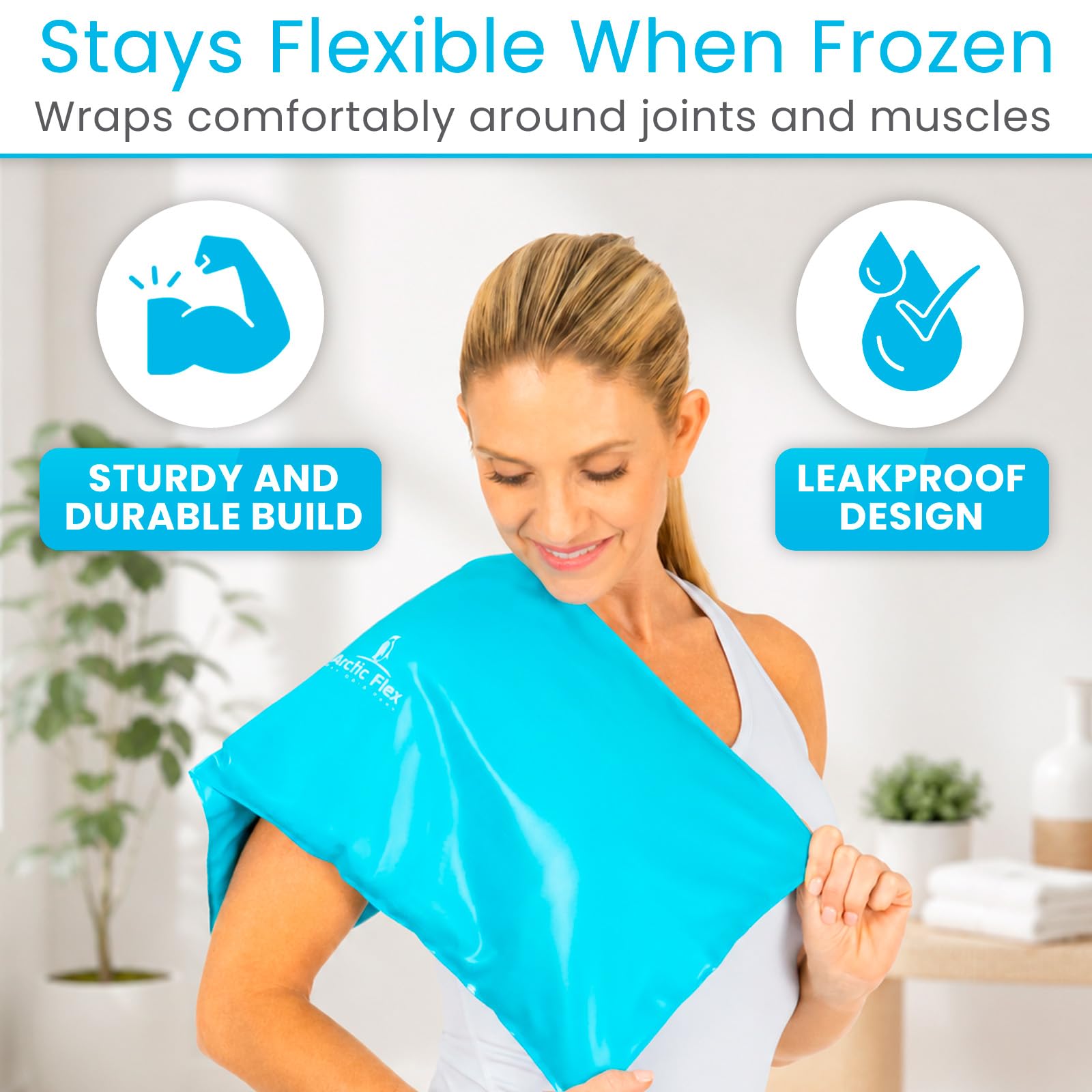 Arctic Flex Bolsas de hielo reutilizables para lesiones – Paquetes flexibles de frío caliente – Envoltura de hielo de gel de terapia con correas – Tobillo, codo, rodillas, pie, brazo de cadera,