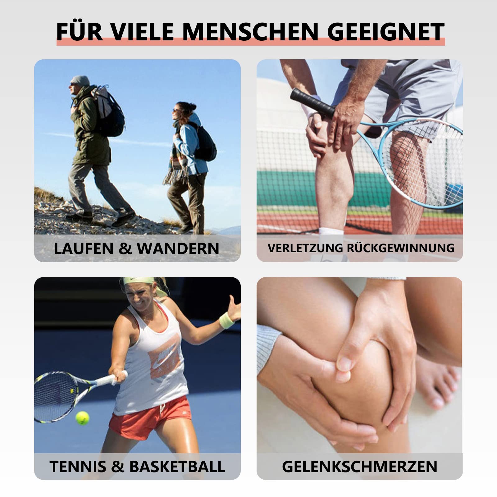 Genouillère Sport pour femmes et hommes 1 Paire Attelle Genou Bandage Élastique Réglable Genouillère de Compression pour les lésions ligamentaires, Déchirure du Ménisque, Arthrose (noir, M)