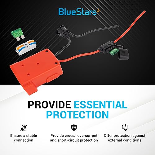 Miniatura 6 de BlueStars RED Power Wheels Adaptador para Milwaukee M18 Power Wheels Kit de conversión de batería con portafusibles y fusibles de cuchilla de 30 A