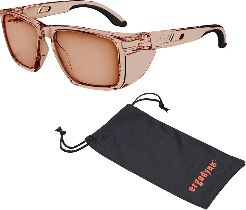 Ergodyne Skullerz SIXTEN Safety Glasses with Side Shields, Anti Fog + Anti Scratch, ANSI z87.1 with Protective Microfiber Bag