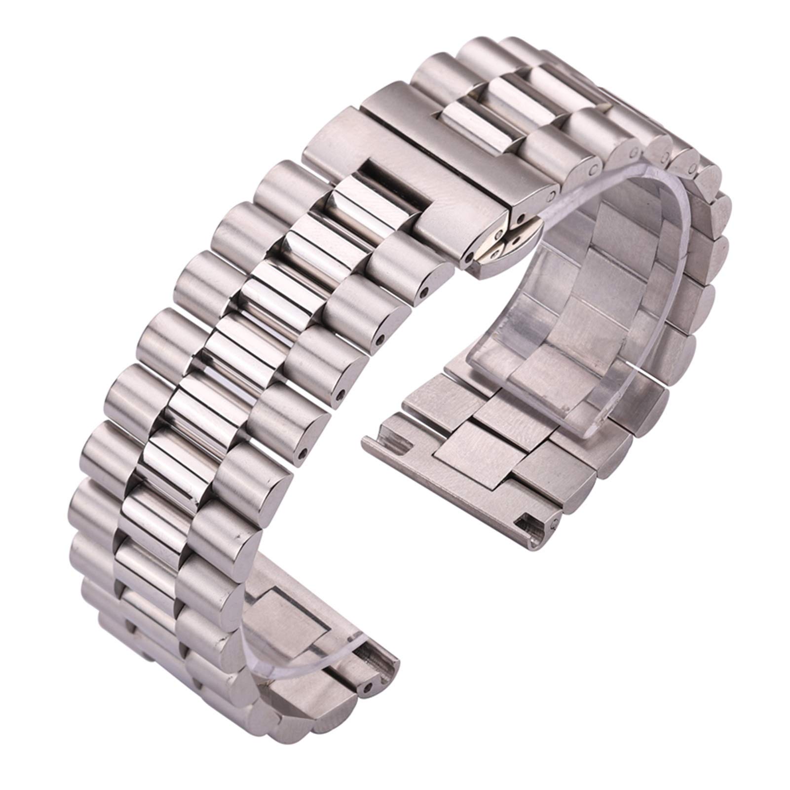 Bracelet montre acier inoxydable massif argenté 20mm haute finition