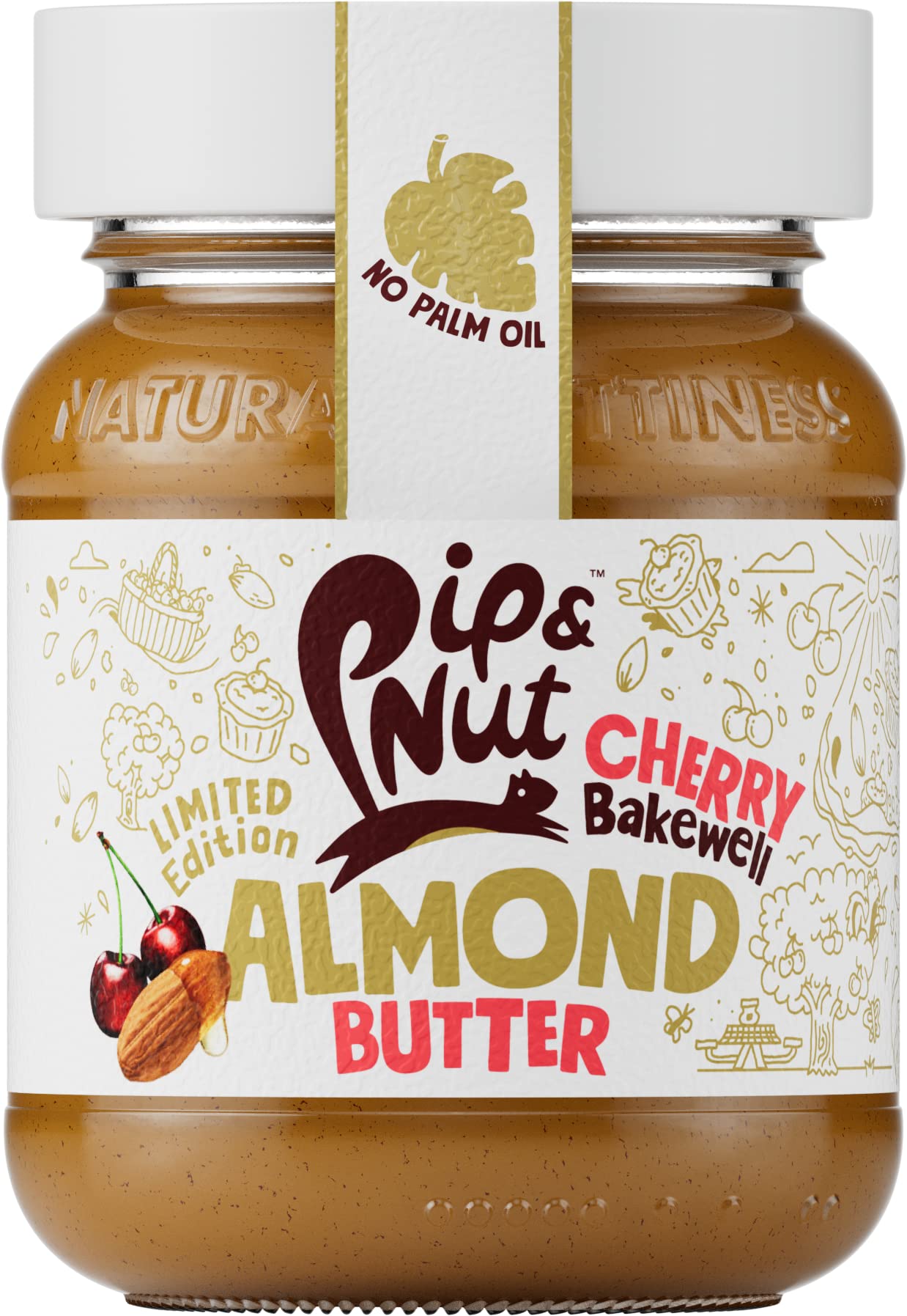 Pip & Nut - Cherry Bakewell Almond Butter (6 x 170g) | Limited Edition Natural Nut Butter, No Palm Oil, No Added Sugar, Hi-Oleic Almonds, High in Unsaturated Fats, Gluten Free, Vegan, Dairy Free