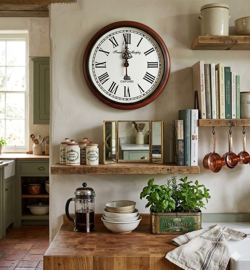 Nautical Wooden Wall Clock 12 Inch – Antique Style Decorative Wall Clock for Home & Office, Premium Wood & Metal Dial, Durable Glass, Vintage Brown Wall Clock (Made in India)-image-21