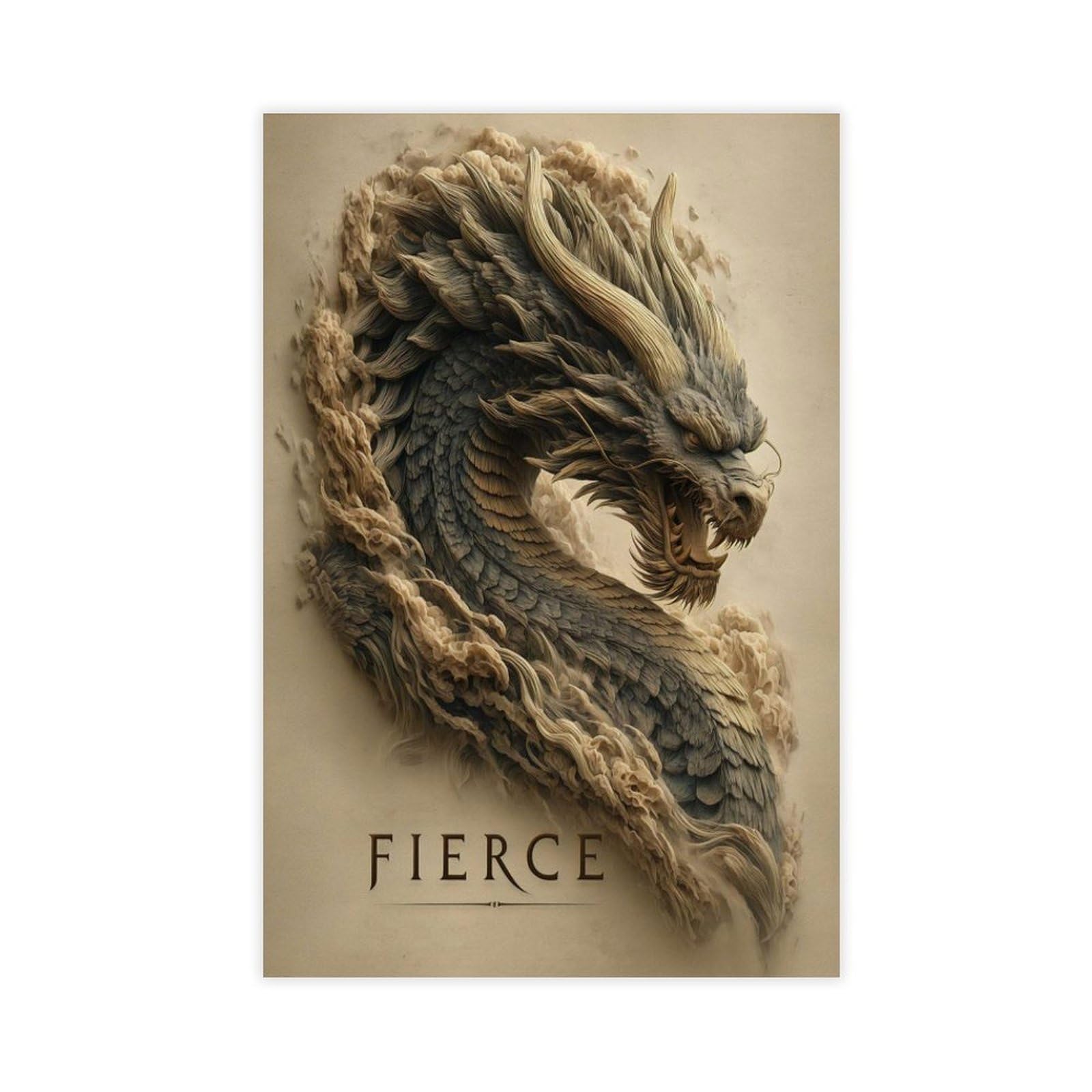 Bareronor Fierce Japanese Dragon Poster Canvas Poster Bedroom Decor Landscape Office Room Decor Gift 12" L X 18" W