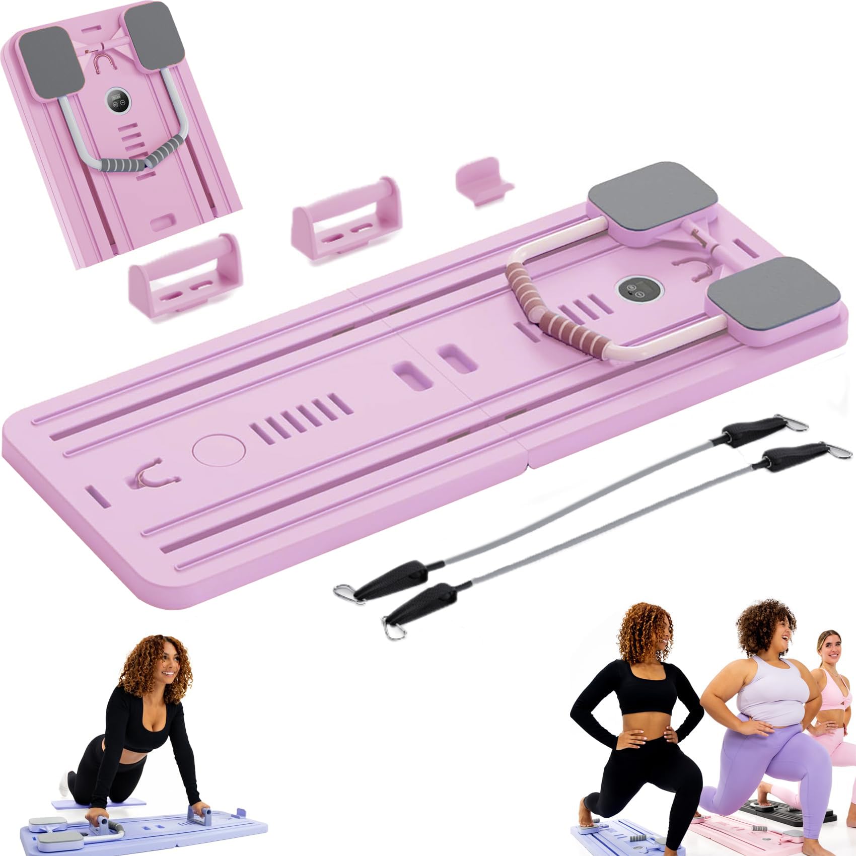 TTFP Pilates Board Reformer Set - Foldable Reformer Pilates Machine for Home - Pink