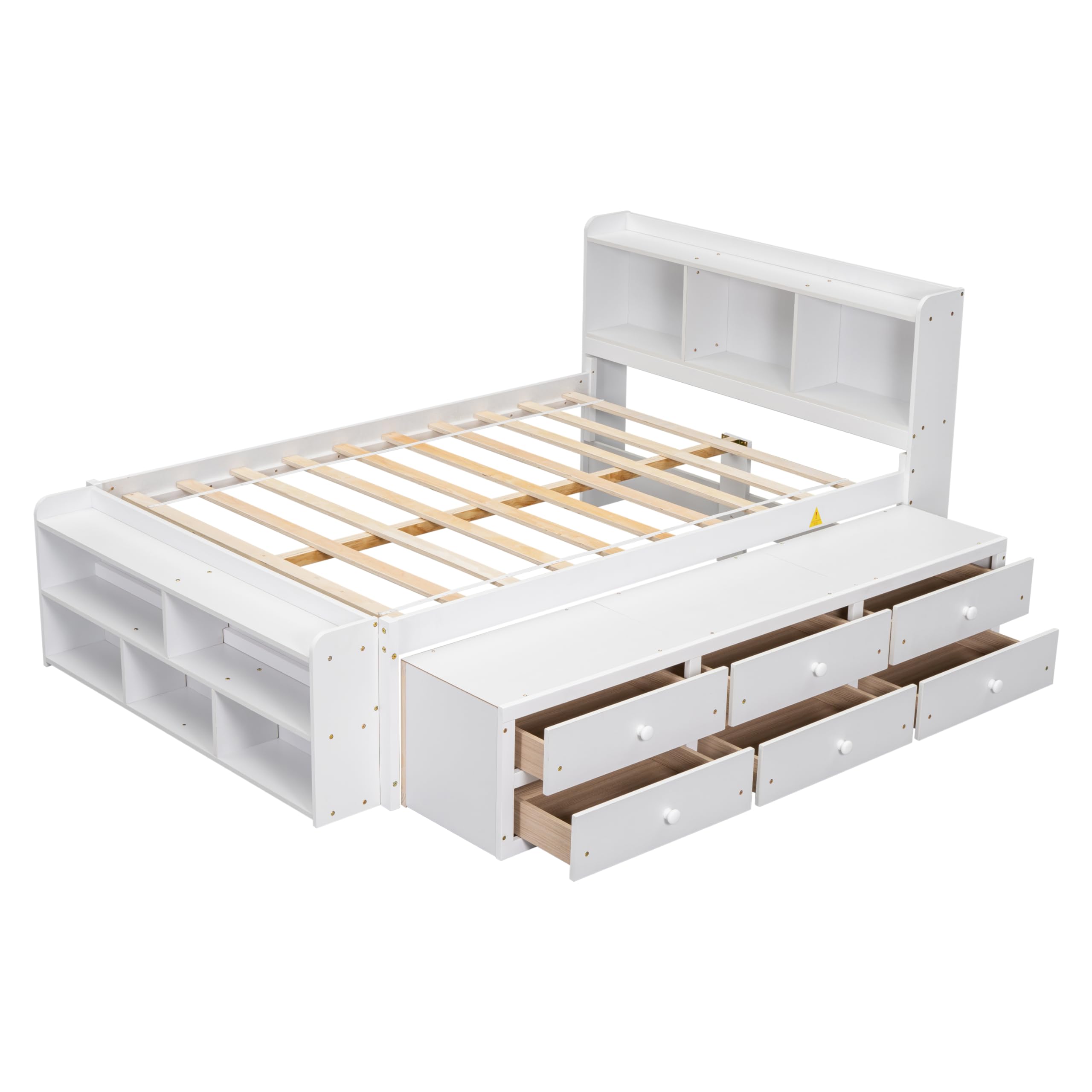 White Headboard Full Size Bed With Storage Adele Bed Frame With 75"