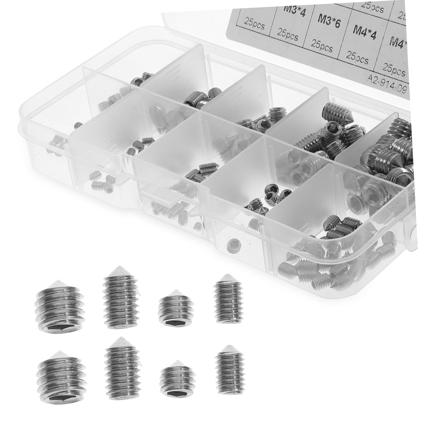 HOLIDYOYO Screws Set 250pcs Stainless Steel Pointed Machine Screws Assorted Sizes for Repairs