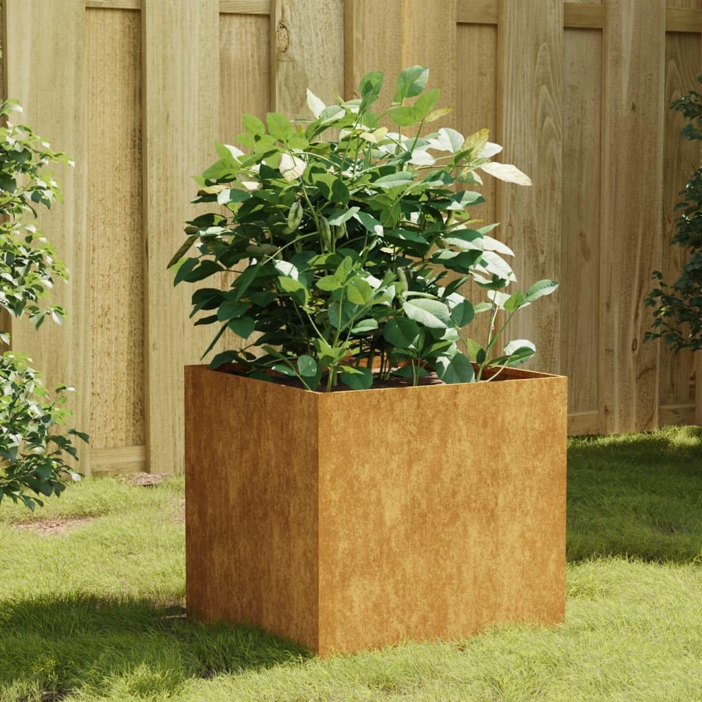 Myheimly Pflanzkübel Gartenbeet für Garten Balkon Terrasse, Pflanzkasten Blumenkasten zum Selber Bauen, Pflanzbeet Gemüsebeet aus Metall, Cortenstahl 40x41x40 cm Cortenstahl