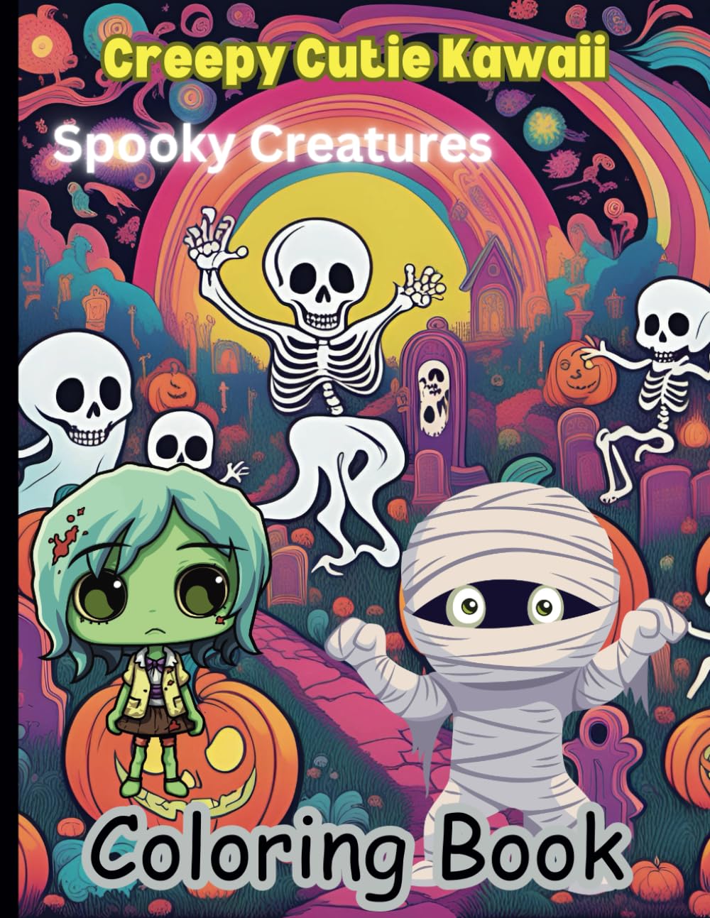 Creepy Cutie Kawaii Wonderland: A Relaxing Coloring Adventure Featuring Adorable Spooky Creatures and Whimsical Designs