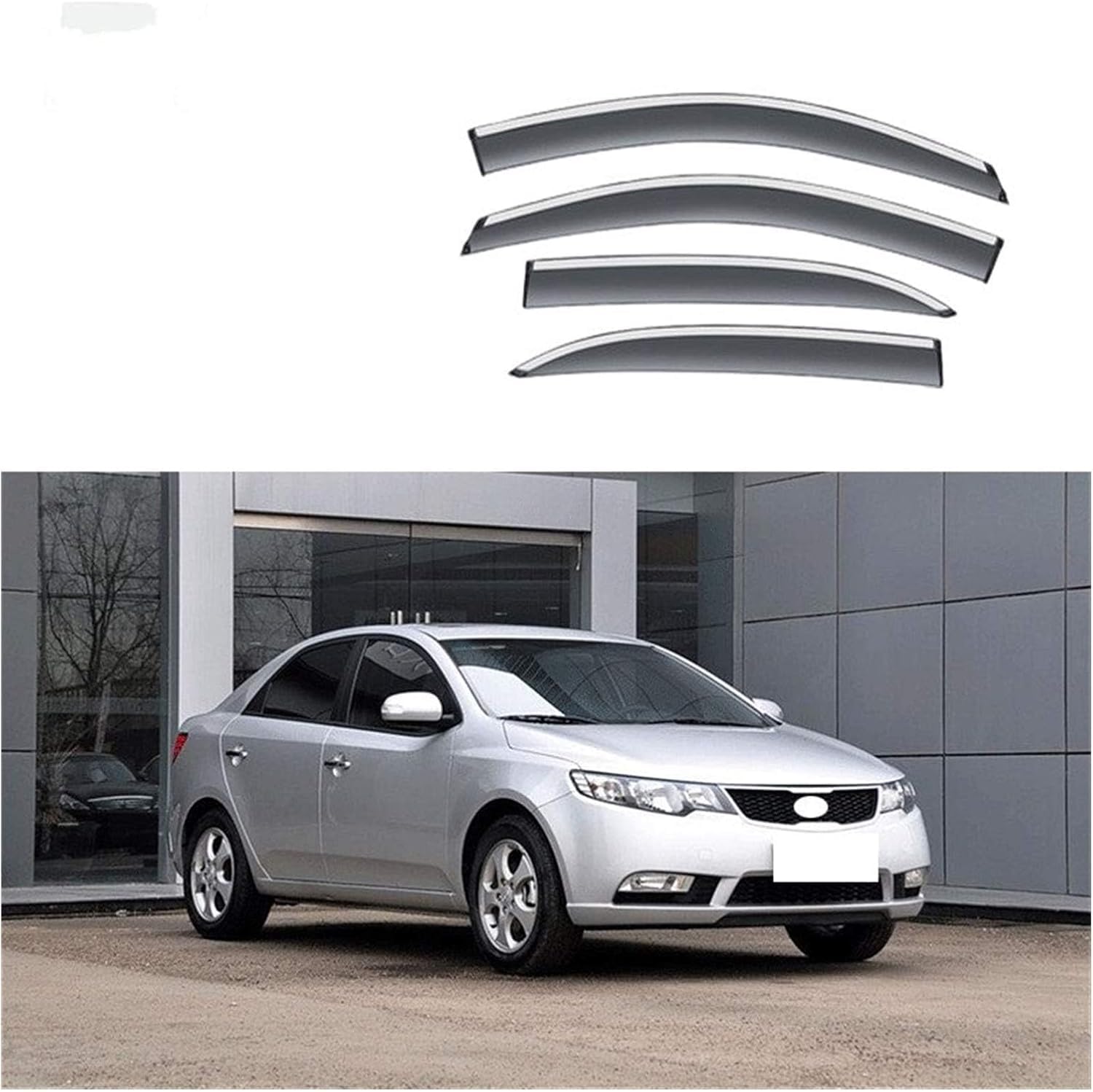 FengXH 4Pcs Smoke Tint Car Window Deflectors for Kia Forte 2009-2017