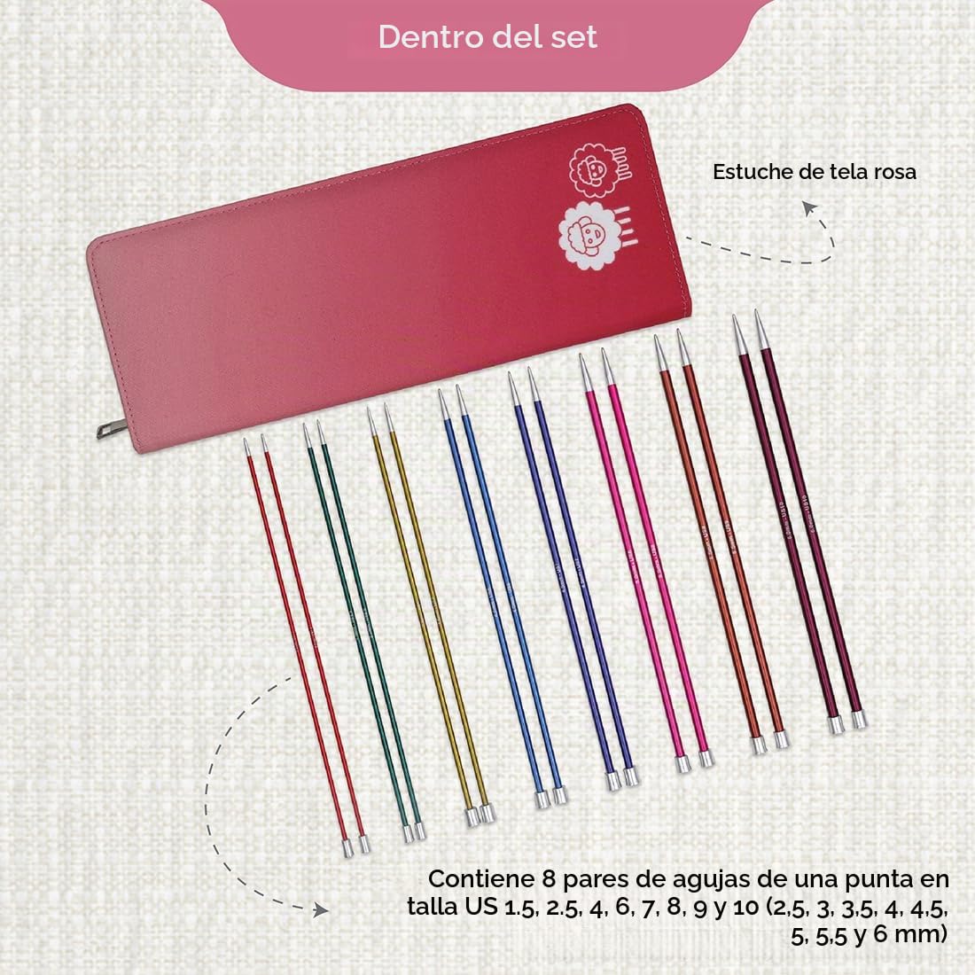 KnitPro Juego de agujas de tejer de una sola punta Zing de 30 cm de largo, 2,5, 3,0, 3,5, 4,0, 4,5, 5,0, 5,5, 6,0 mm