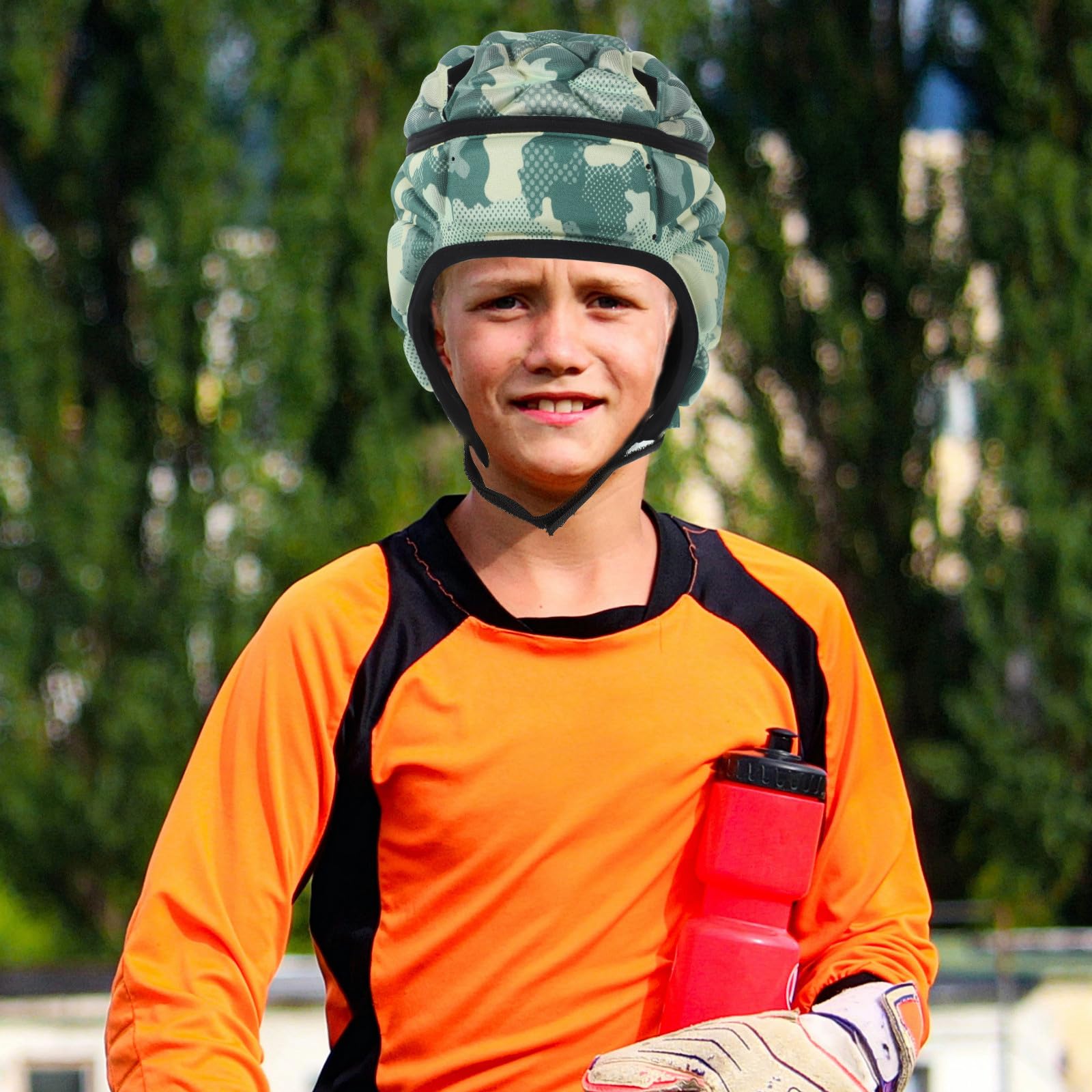 ABOOFAN Casque de Rugby pour Garçon et Filles en Mousse Eva et Polyester Design 3D Creux aux Oreilles, Confortable et Stable, Réglable par Cordon Élastique, pour Match et Entraînement