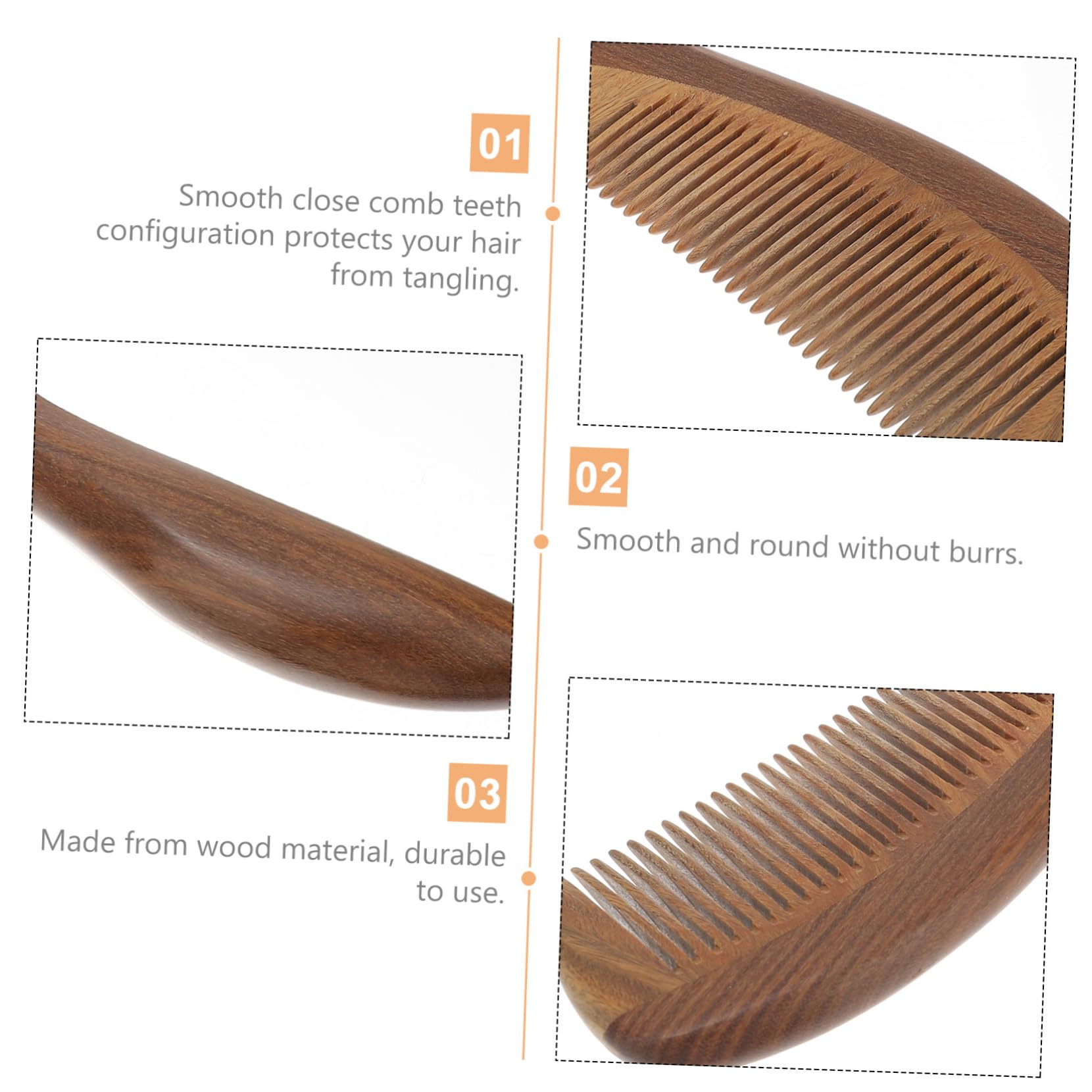 Ipetboom 5pièces Peigne Bois Anti-statique à Fins Dents Pour Cheveux Peigne Bois Massant Pour Femmes Confortable Et