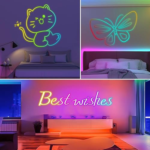 Miniatura 2 de Tira de luces LED RGB + IC de 6.56 pies, tira de luces LED flexibles sincronizadas con música alimentada por USB, control remoto y aplicación, luz