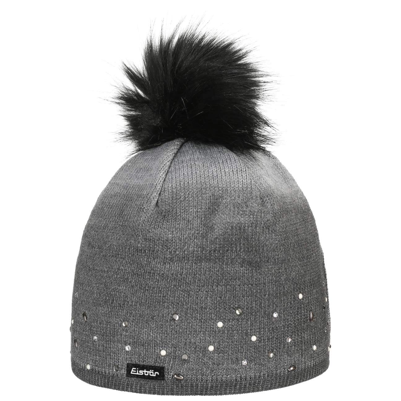 Eisbär Dip Dye Lux Crystal Mütze Pudelmütze Wintermütze Beanie Damenmütze Strickmütze Damen - Made in Austria mit Futter, Futter Herbst-Winter Winter