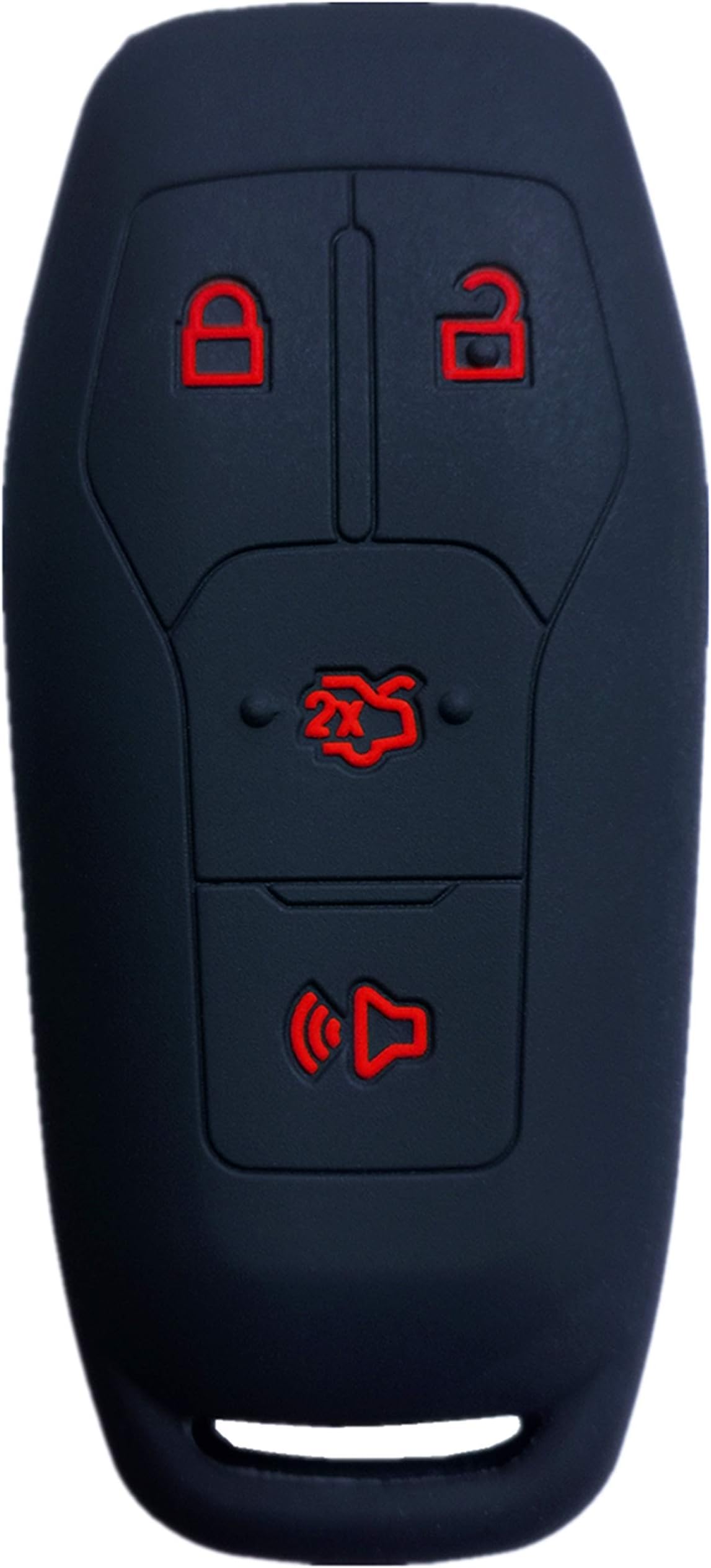 Silicone Keyless Entry Remote Key Fob Cover Case Protector Fit for Ford Mustang Fusion Edge Explorer F150 Black with Red 4 Buttons