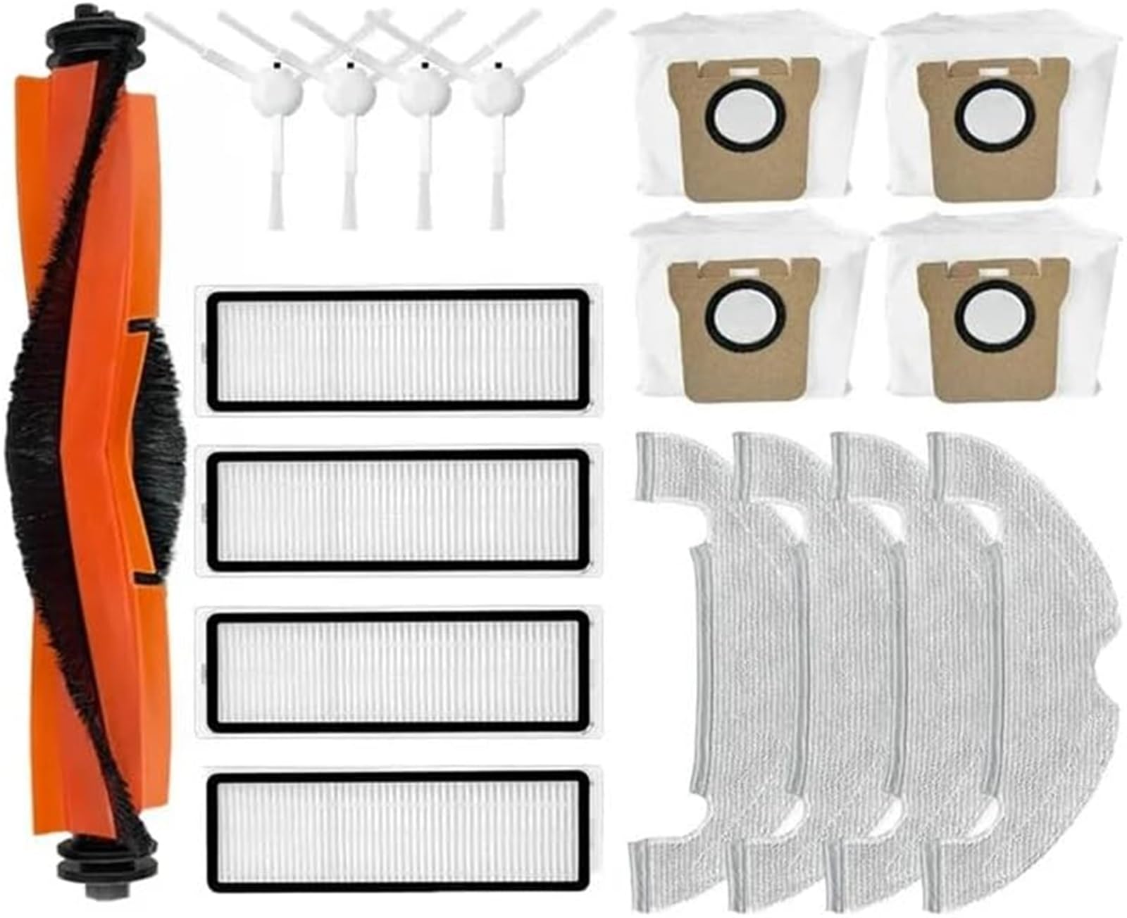 XUBOR Robot Vacuum Mopping Pad Assembly 17 Parts, for XiaoMi Robot Vacuum X10 Robotic Cleaner Spare Accessories Main Side Brush Mop Rags Dust Bags Replacement