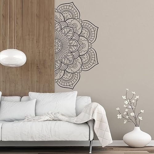 Miniatura 9 de Calcomanías de pared de mandala bohemia, calcomanías de pared de mandala mitad bohemia, calcomanías de pared de flores indias, calcomanías de pared