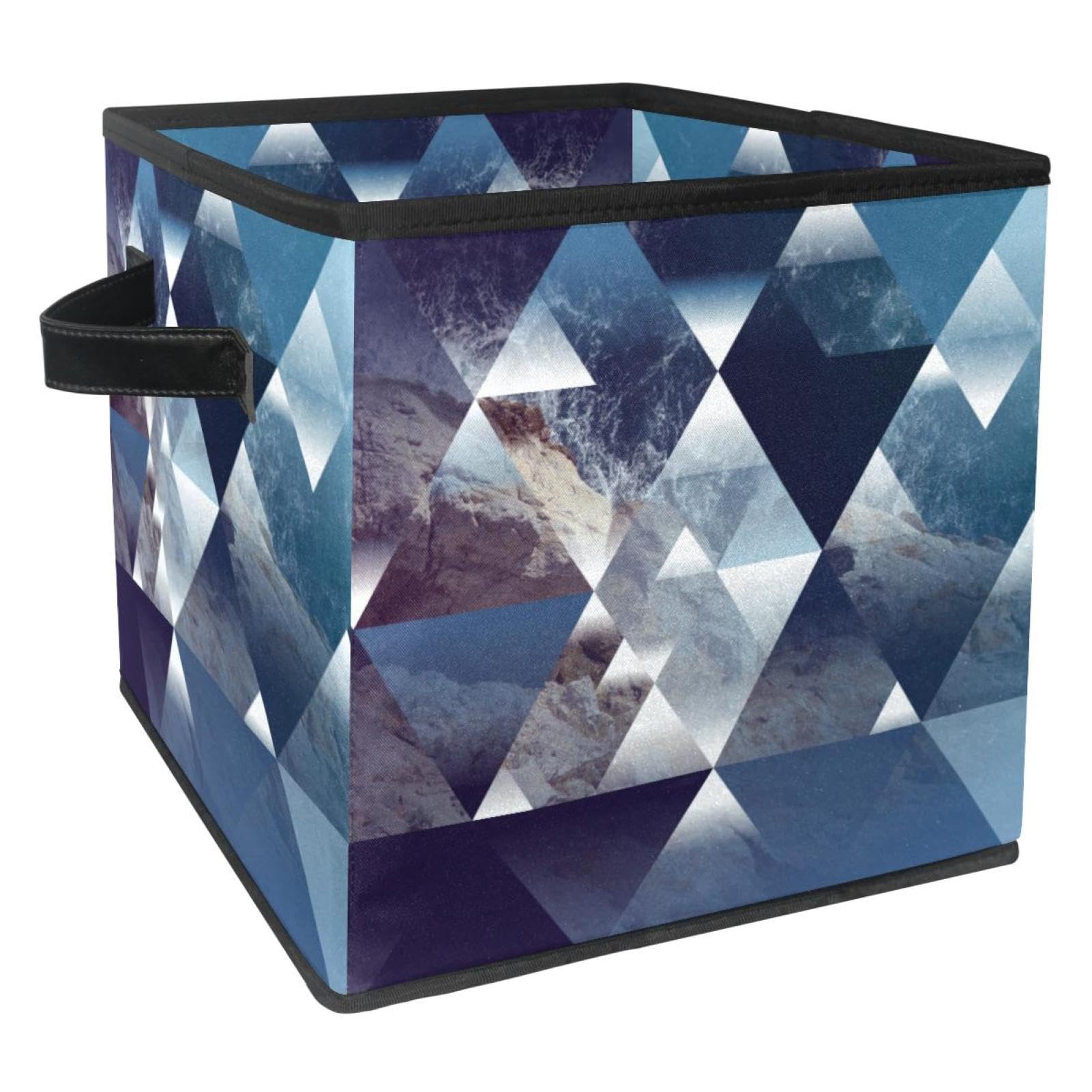 Boîte de rangement motif artistique pliable en tissu rigide avec poignées