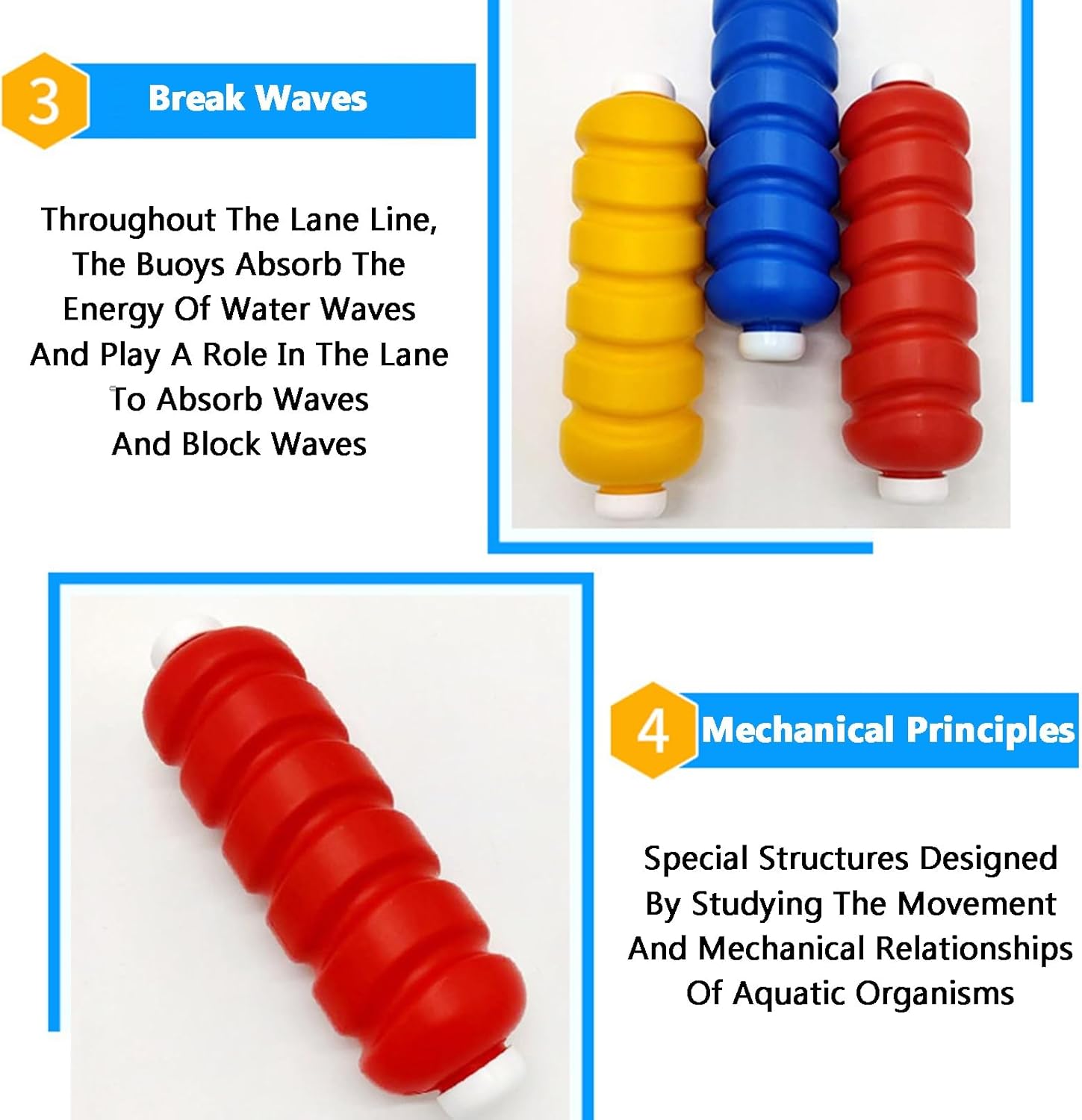 Reusable Pool Lane Dividers - Safety Rope & Plastic Buoy Kit, Floating Fence for Swimming Pools (1m/3.3ft Wire Rope) - Enhance Pool Safety & Organization