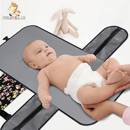 Miniatura 2 de Polovillae Cambiador portátil  Cambiador de pañales plegable impermeable con patrón de leopardo, cambiador de pañales, bolsa de viaje, cambiador de