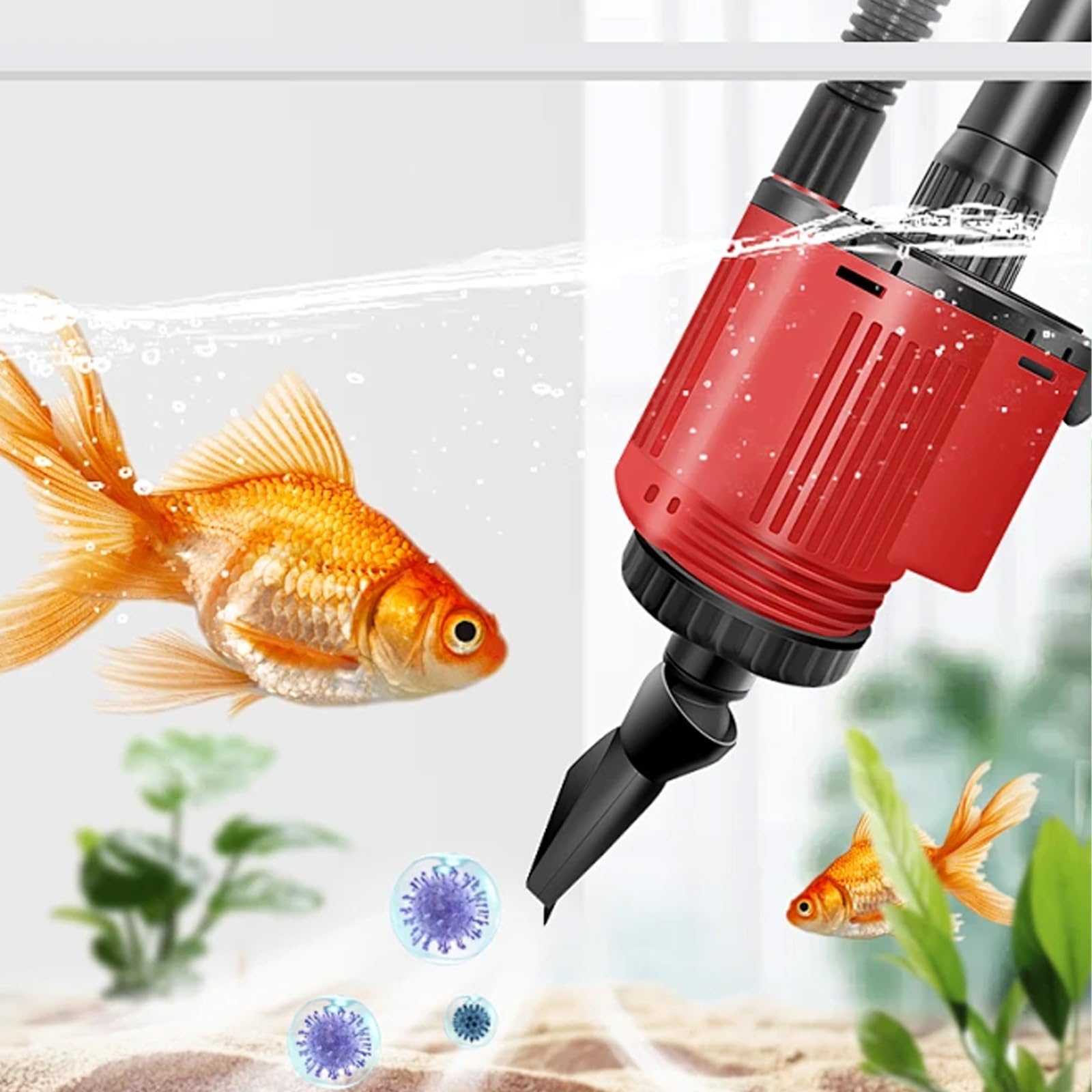 Aquarium Sauger, Aquarium Elektrisch Sand Kies Reiniger, Multifunktioneller Elektrischer Aquarium-Wasserwechsler, Mulmsauger für Wasserwechsel, Sandwaschen, Filterung und Wasserumwälzung