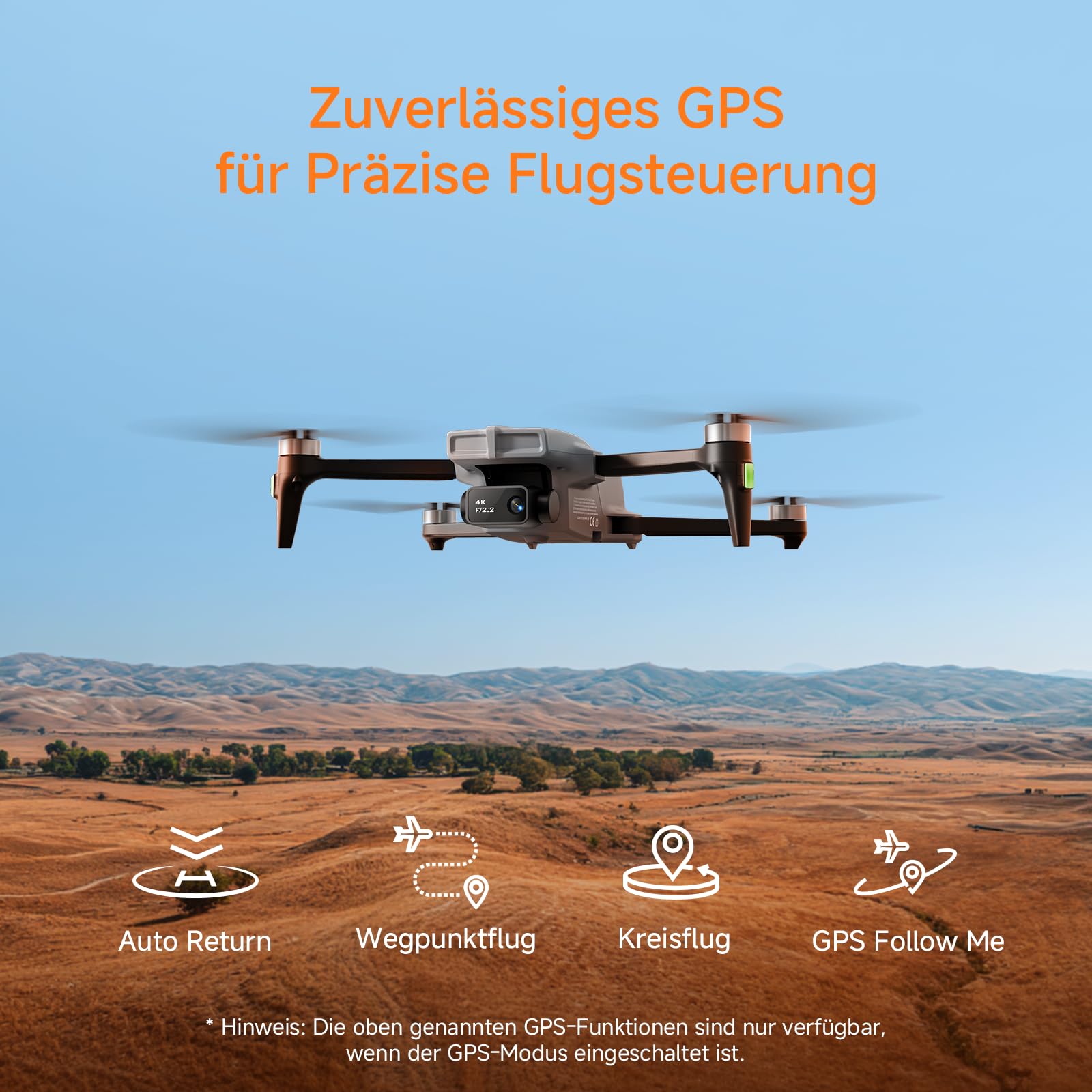 Ameta S20 Drohne mit Kamera 4K, GPS Drone für Kinder und Erwachsene mit Auto Return/ 50 Minuten Flugzeit/Intelligenter Modus/Follow Me/Gestensteuerung, RC Quadrocopter Unter 249g