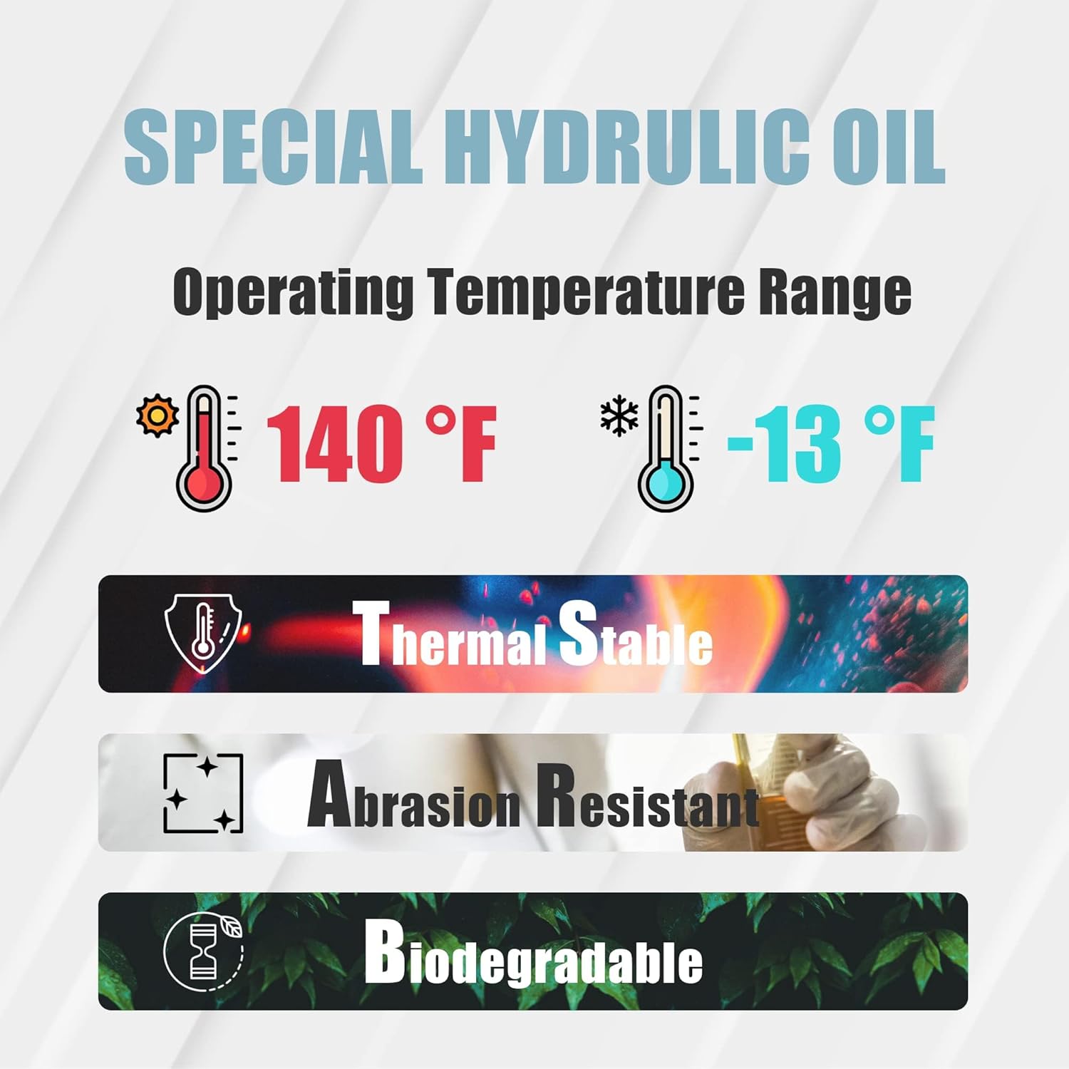 Diagram showing the operating temperature range for special hydraulic oil