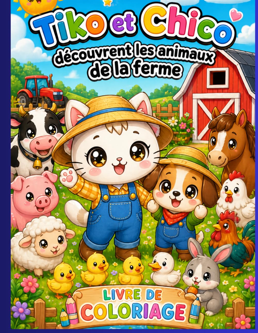 TIKO ET CHICO DECOUVRENT LES ANIMAUX DE LA FERME: Livre de coloriage pour enfants dès 4 ans