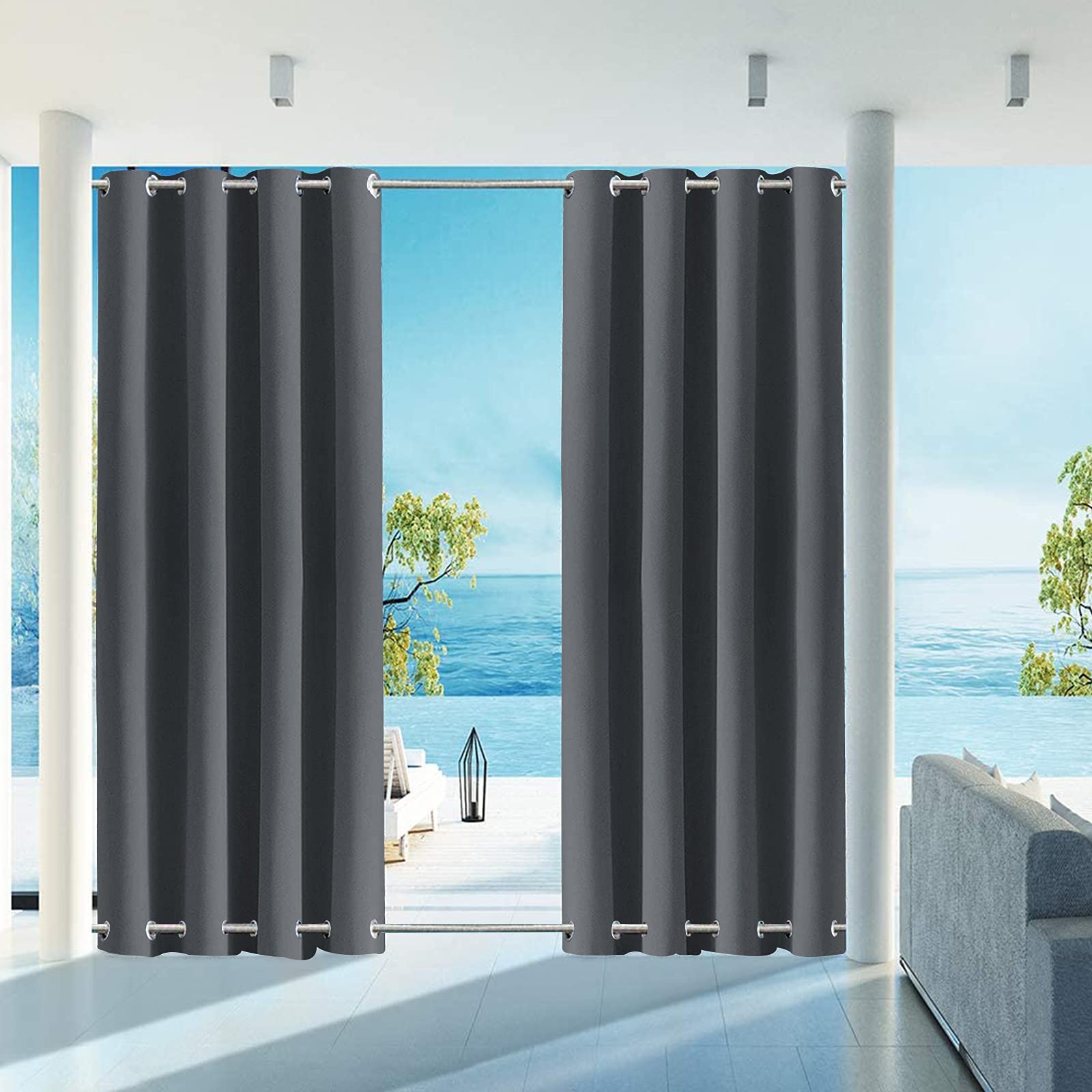 Tende antivento per esterni, con tendaggi resistenti all'acqua, per patio, gazebo da giardino (grigio profondo, 150 x 200 cm)