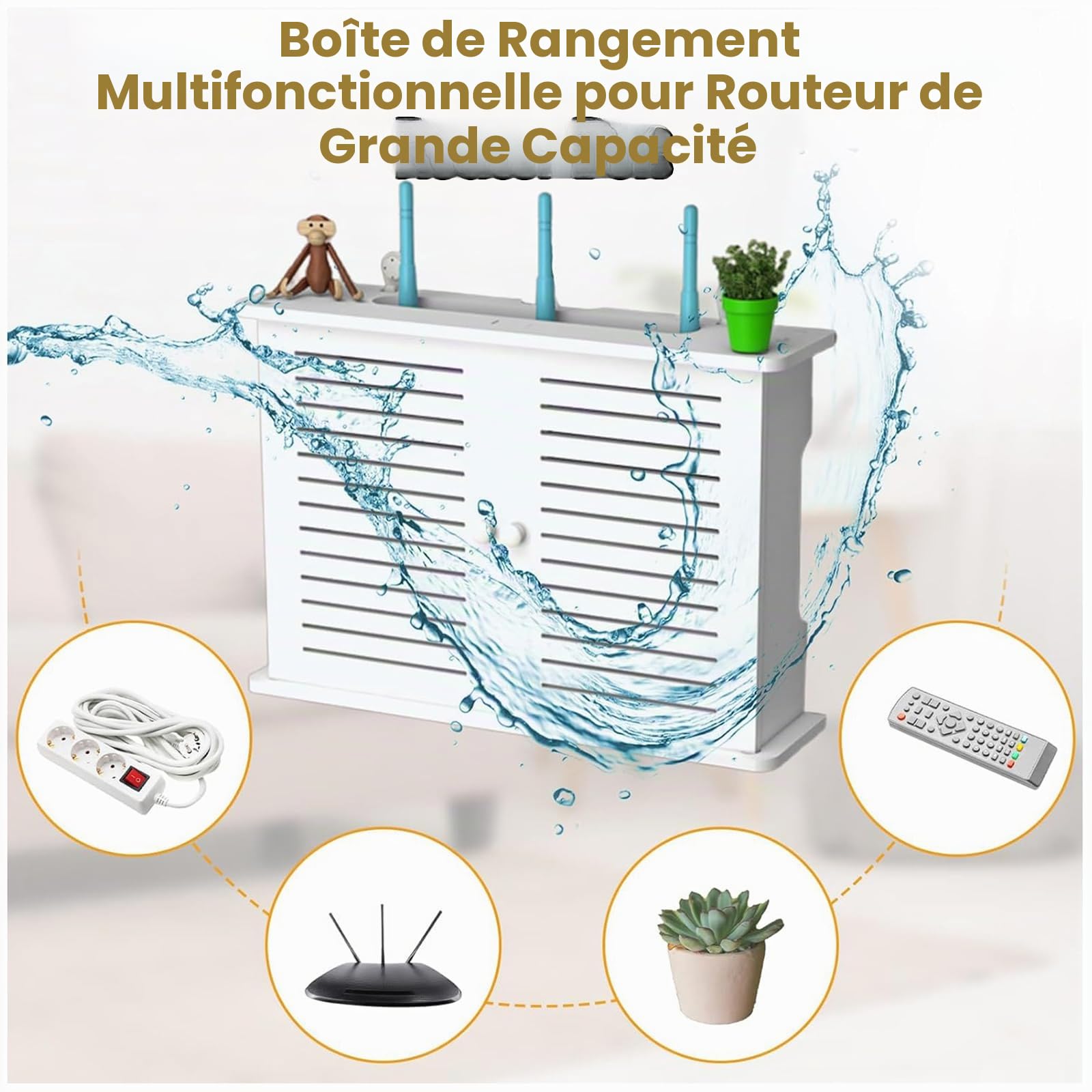 Rangement Box Internet, Boite de Rangement pour Routeur WiFi, Étagère de Routeur Murales, D'étagère Flottante, TV Décodeur Boîte de Rangement Murale