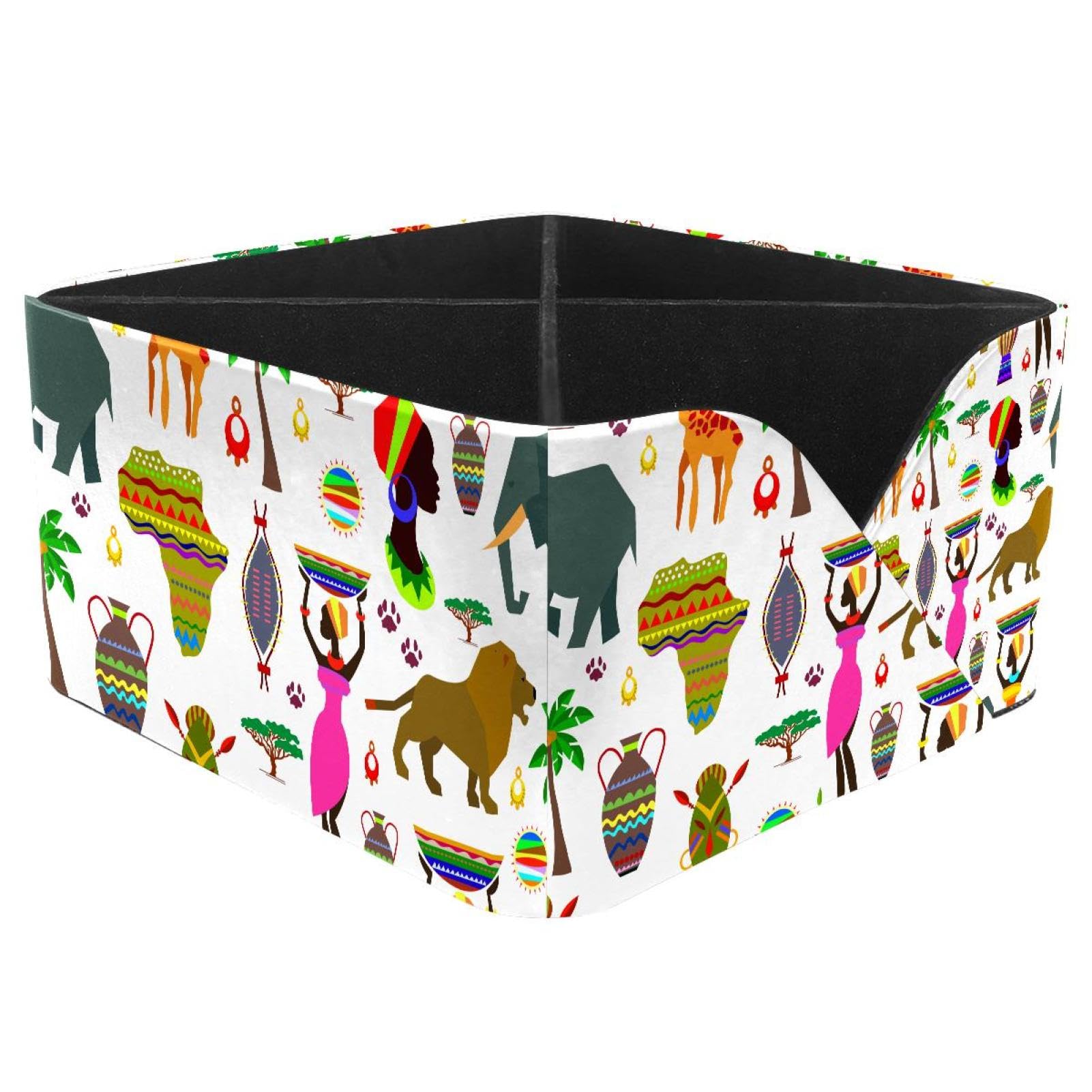KengjuTesu African Ethic Africa Women Desktop Organizer Pen Holder, Rectangular Pencil Cup for Office, Study and Makeup Stations
