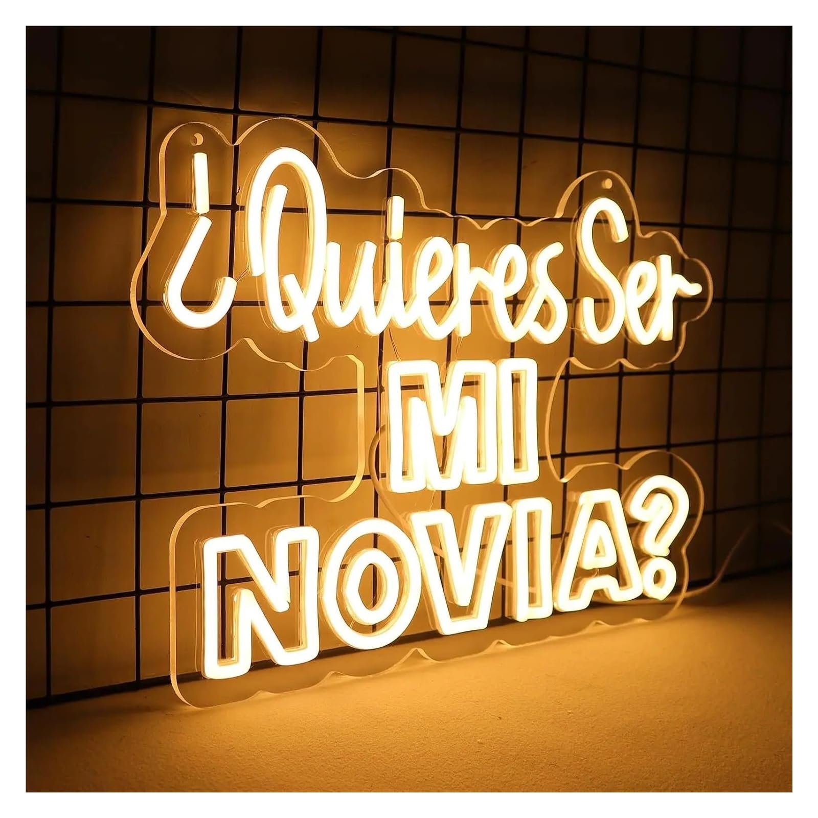 Decoración Lámparas Quieras Ser Mi Novia Letrero De Neón USB Propuesta Española Luz LED Regulable Para Aniversario De Bodas Decoración De San Valentín 15.75inx11.4in