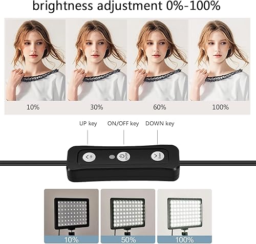 Miniatura 3 de Paquete de 1 luz LED para llave de escritorio, luz de video con soporte de abrazadera en C, 9 filtros de color, iluminación de fotografía de estudio