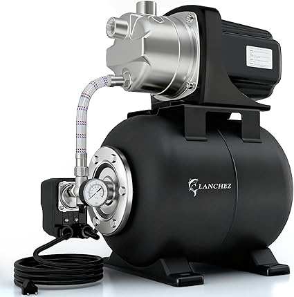 LANCHEZ Shallow Well Pump, Stainless Steel Water Transfer Pump, 115V