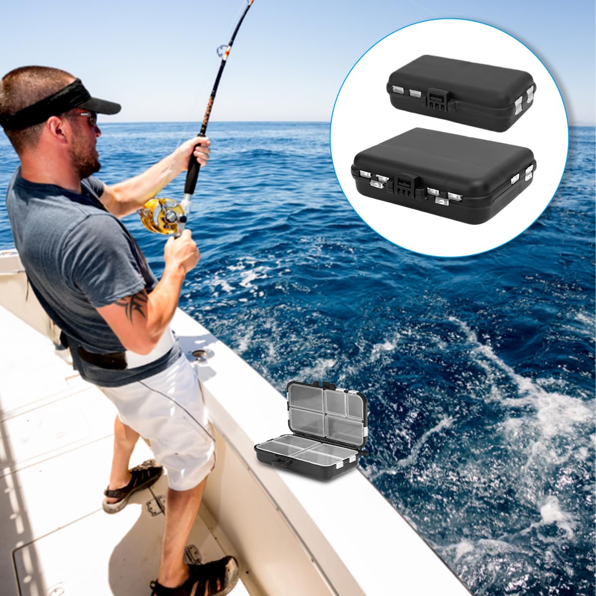 2 Piezas Caja Pesca, Doble Capa Caja de Aparejos, Impermeable Caja de Pesca Plástica para Cebos de Pesca, Almacenamiento de Aparejos y Pesca Al Aire Libre — view 7