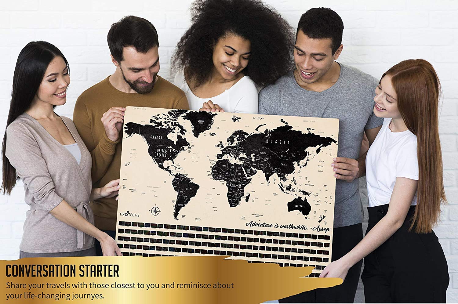 TIROTECHS Scratch Off MapScratch Map XL 33x23Scratch Off Map of The