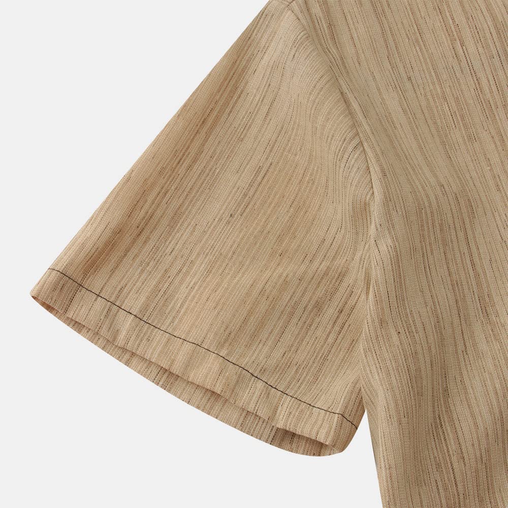 Herren Hemd Kurzarm, Lässige Leinenhemden Herren Khaki Sommerhemden Opa Hemd Button Down Top Atmungsaktive Kurzarmhemden Für Herren Hawaii Beach Surf Party