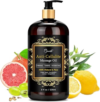 Pjordo Anti Cellulite Massage Oil for Massage Therapy, 100% Natural & Pure Firming Body Oil for Cellulite Remover, Assists with Firming, Toning & Moisturizes Skin 236ml