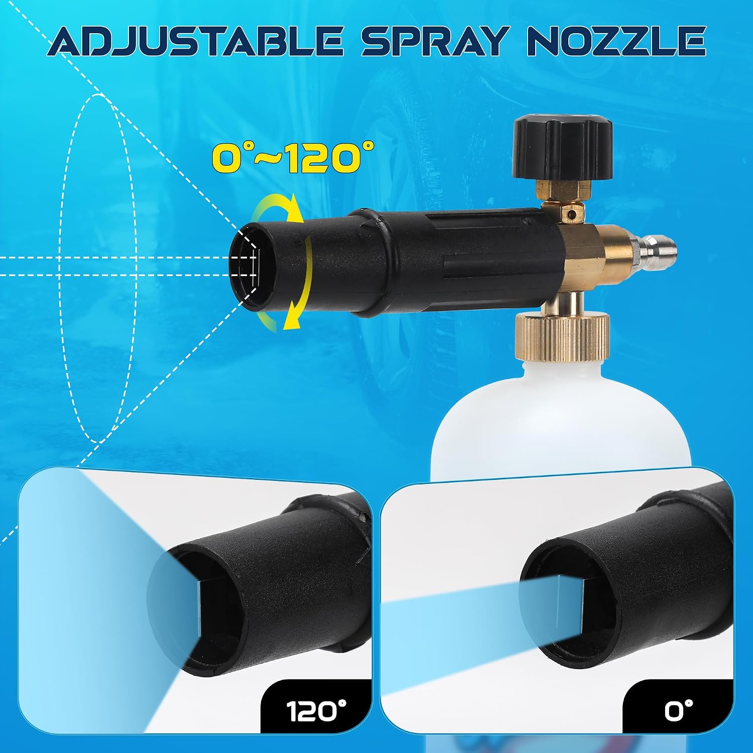 Foam Cannon for Pressure Washer with Short Gun Kit, Snow Foam Lance, 3/8" Swivel Quick Connect, M22-14mm M22-15mm Adapter, 5 Nozzle Tips, Dual Connector System, 1.1mm Orifice